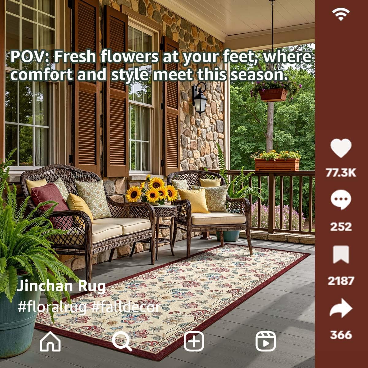 jinchan 3x10 Floral Runner Rug for Hallway Washable Kitchen Runner Vintage Romance Design Non Slip Thin Indoor Floor Cover Low-Profile Throw Carpet for Entryway Bathroom Bedroom Porch, Red/Beige