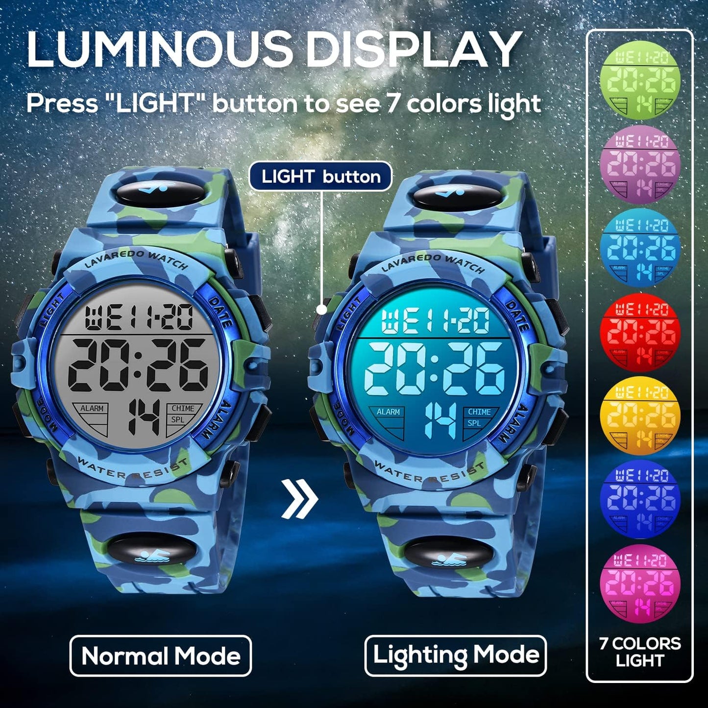 Kids Watch,Boys Watch for 3-15 Year Old Boys,Digital Sport Outdoor Multifunctional Chronograph LED 50 M Waterproof Alarm Calendar Analog Watch for Children with Silicone Band,Kids Gift