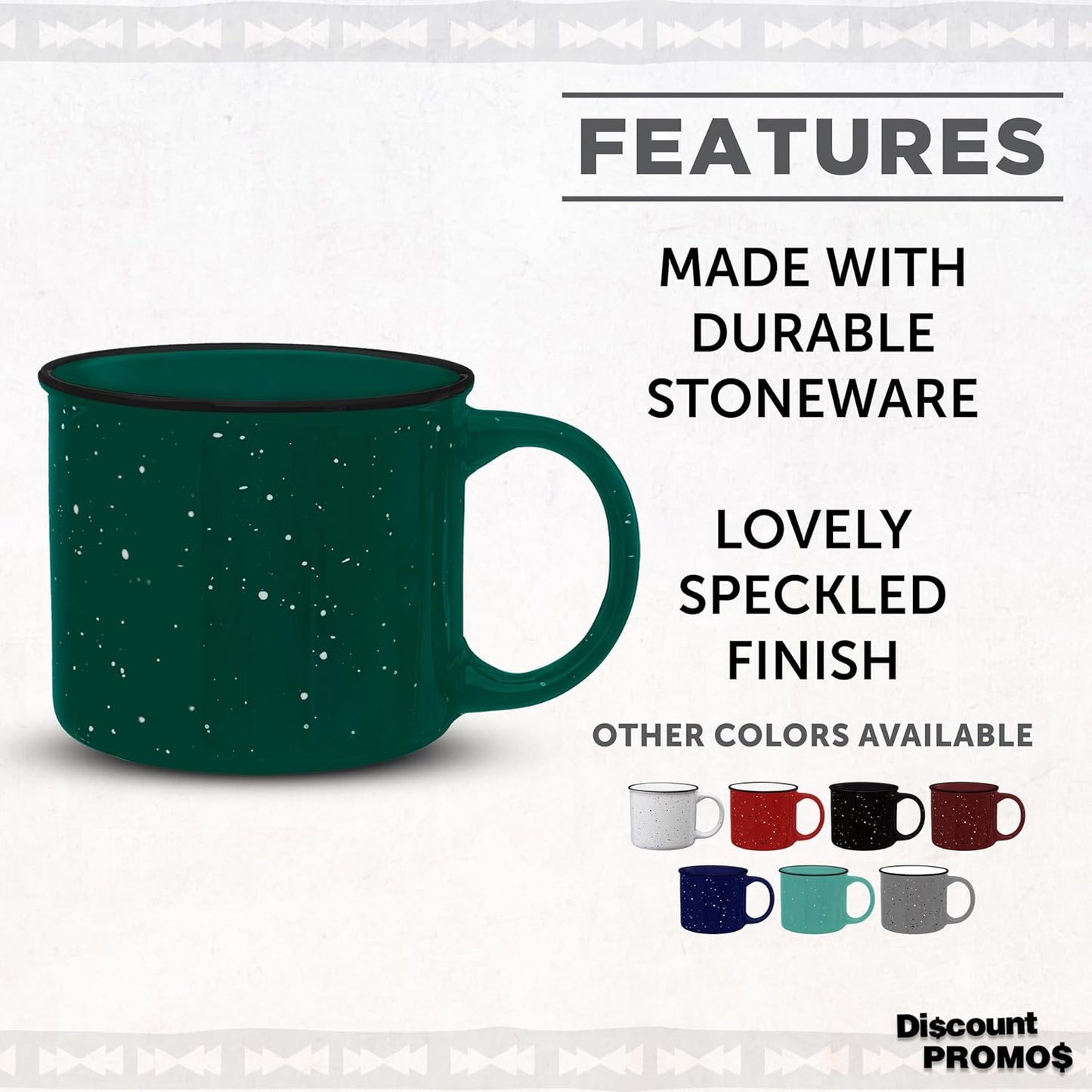DISCOUNT PROMOS Ceramic Campfire Coffee Mugs 13 oz. Set of 10, Bulk Pack - Perfect for Tea, Espresso, Cappuccino, Hot Cocoa - Green