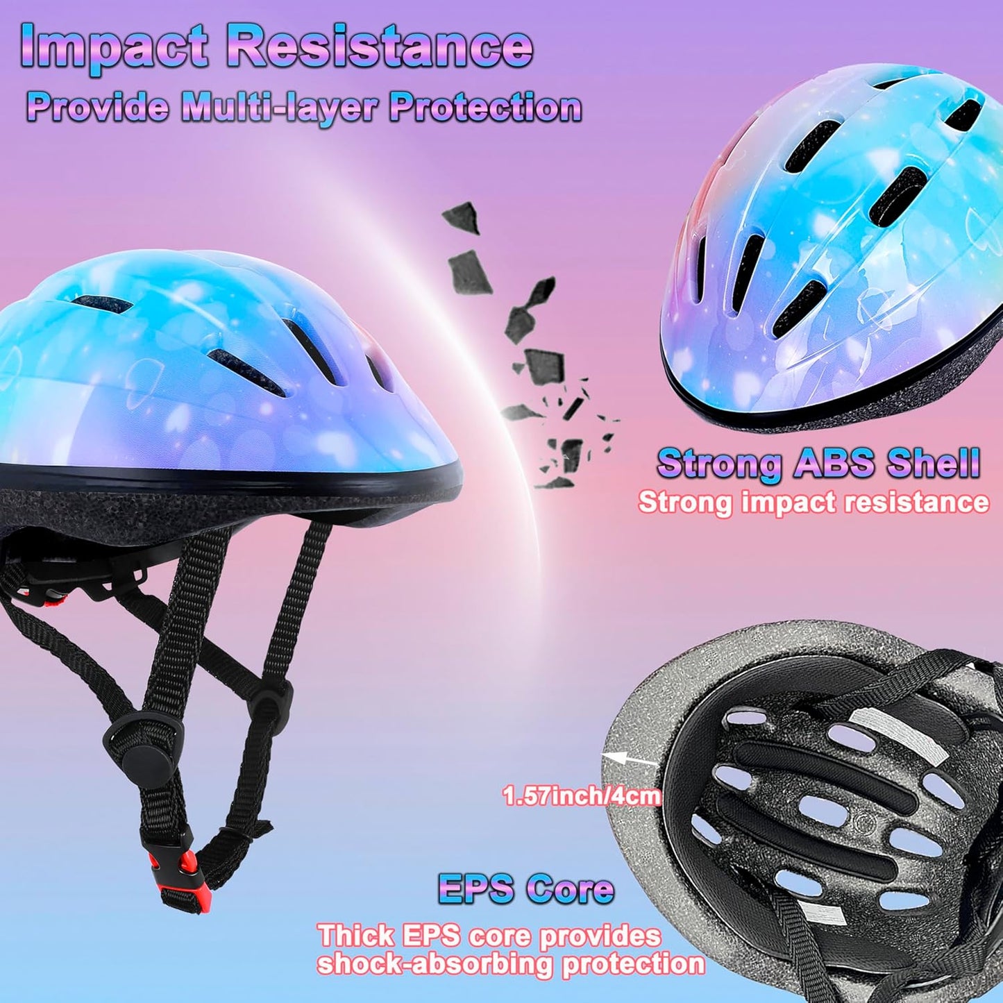 Kids Helmet Adjustable for Kids Ages 3-8 Years Old Boys Girls, Toddler Helmet with Protective Sports Gear Set Knee Elbow Pads Wrist Guards for Cycling Skateboard Scooter