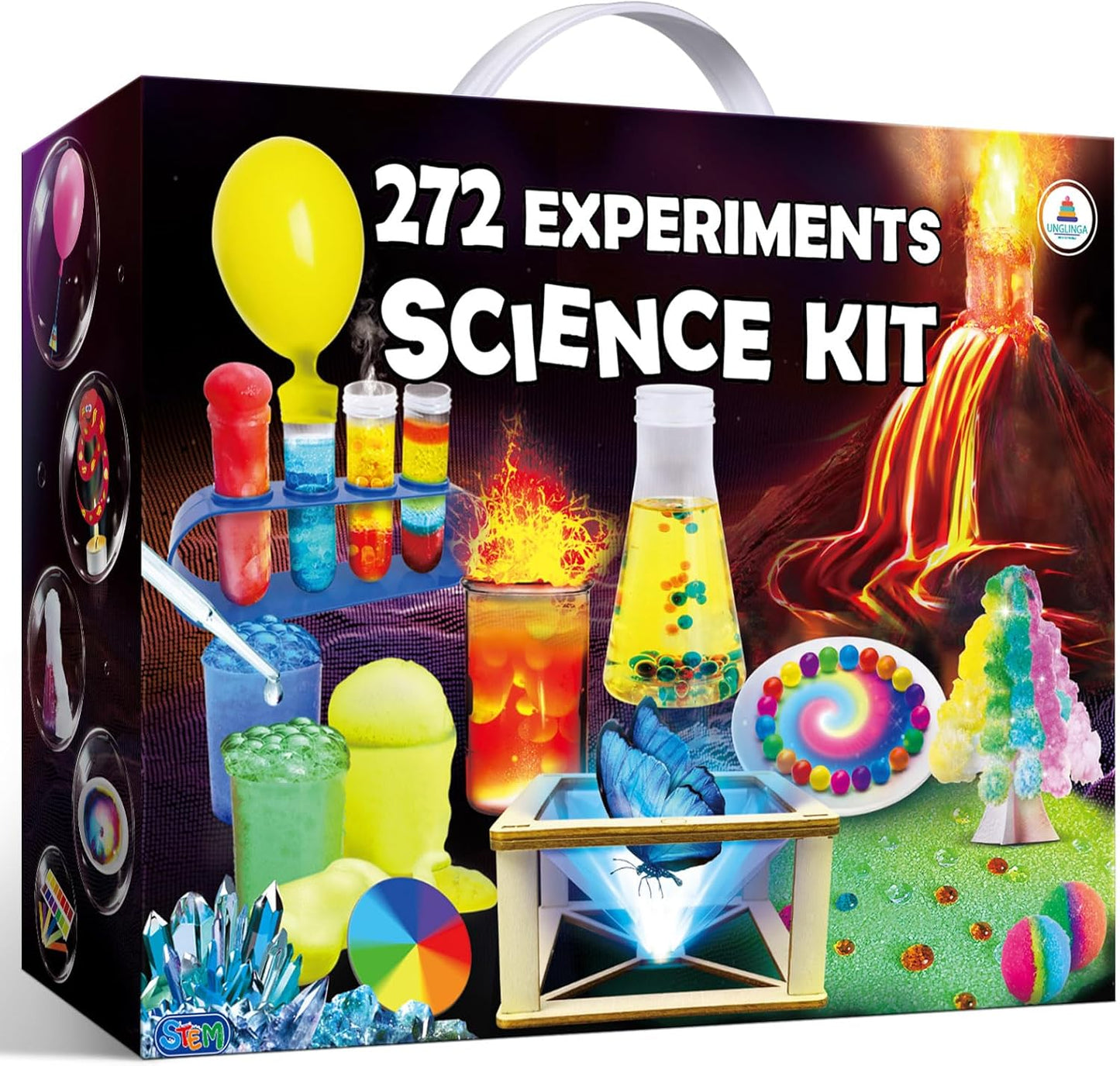 UNGLINGA 272 Experiments Science Kit for Kids, Chemistry Set, S.T.E.M Toys Boys Girls Birthday Gifts, Volcano, Crystal, Magic, Physics Lab Educational Learning Project