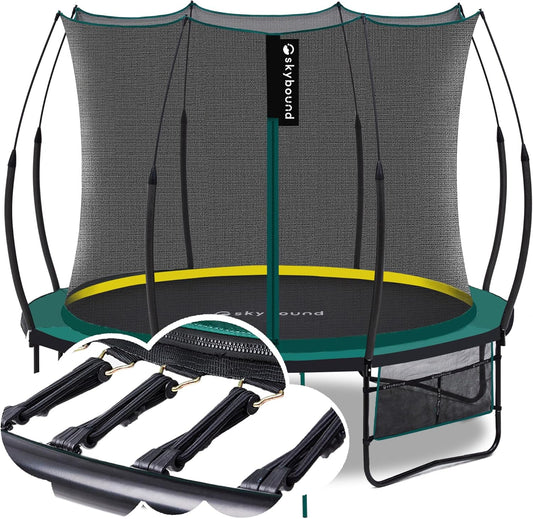 SkyBound 14 FT 12 FT 10FT 8FT 6FT Springless Trampoline for Kids and Adults - Recreational Trampolines with AntiRust Coating - Bungee Cords Outdoor Trampoline for Kids - No-Gap Design Zipper System