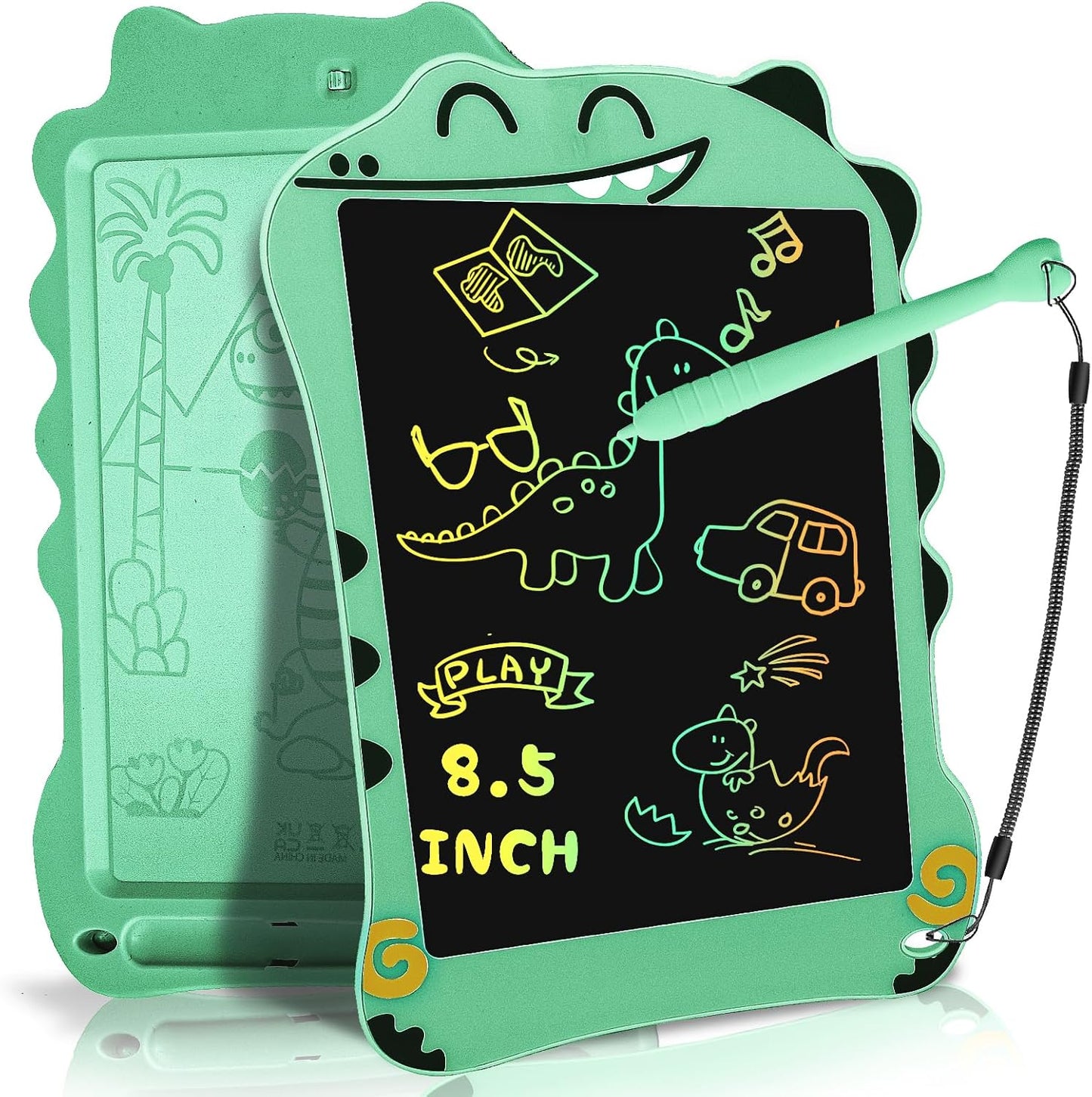 LCD Doodle Board Dinosaur Writing Tablet for Kids Toys, 8.5 Inch Colorful Todder Drawing Pad for Educational Learning Gift in Christmas Birthday Suitable for 3 4 5-8 Years Old Boys Girls (Green)