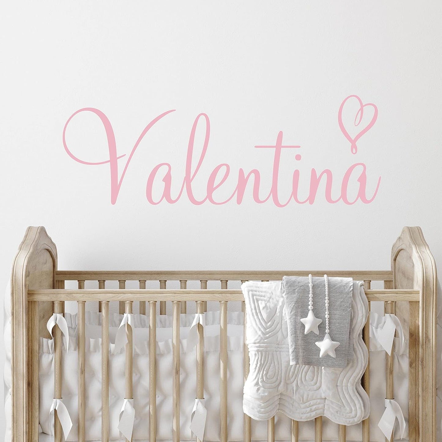 Custom Name & Heart Wall Decal- Baby Boy Girl Unisex - Nursery Decal for Home Bedroom Children - Wall Sticker (397) (38" Wide x 14" high)