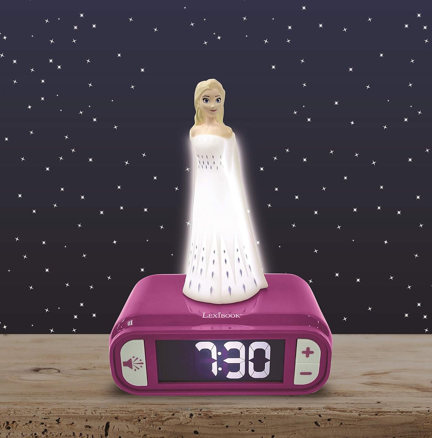 LEXiBOOK - Disney Frozen 2 Elsa Digital Alarm Clock for Kids with Night Light and Snooze, Childrens Clock, Luminous Elsa, Frozen Sound Effects, Blue Colour - RL800FZ