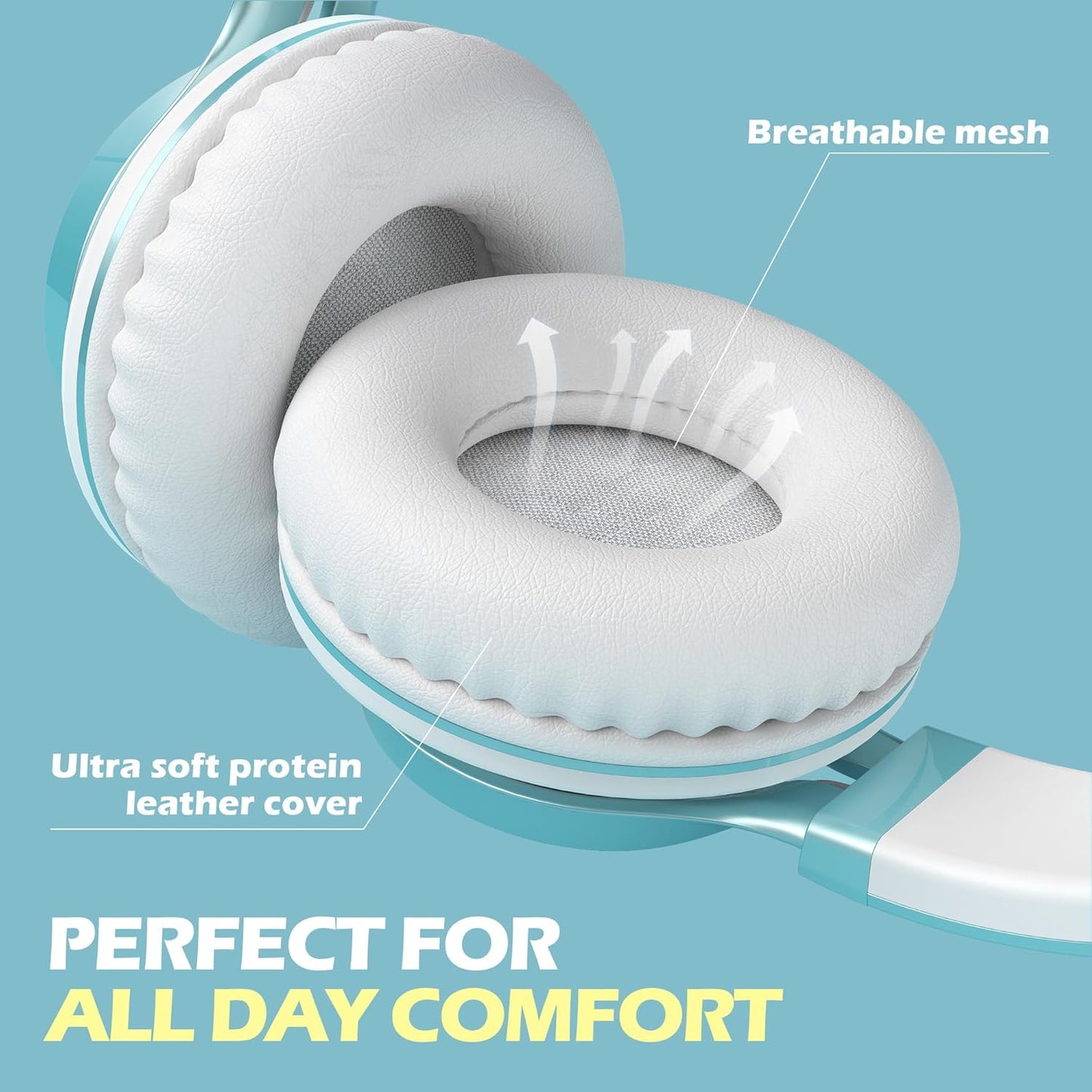 AILIHEN C8 Headphones Wired, On-Ear Headphones with Microphone and Volume Control, Corded 3.5mm Headset for Boys Girl School Smartphones Chromebook Laptop Computer Tablets Airplane Travel (Lime Green)