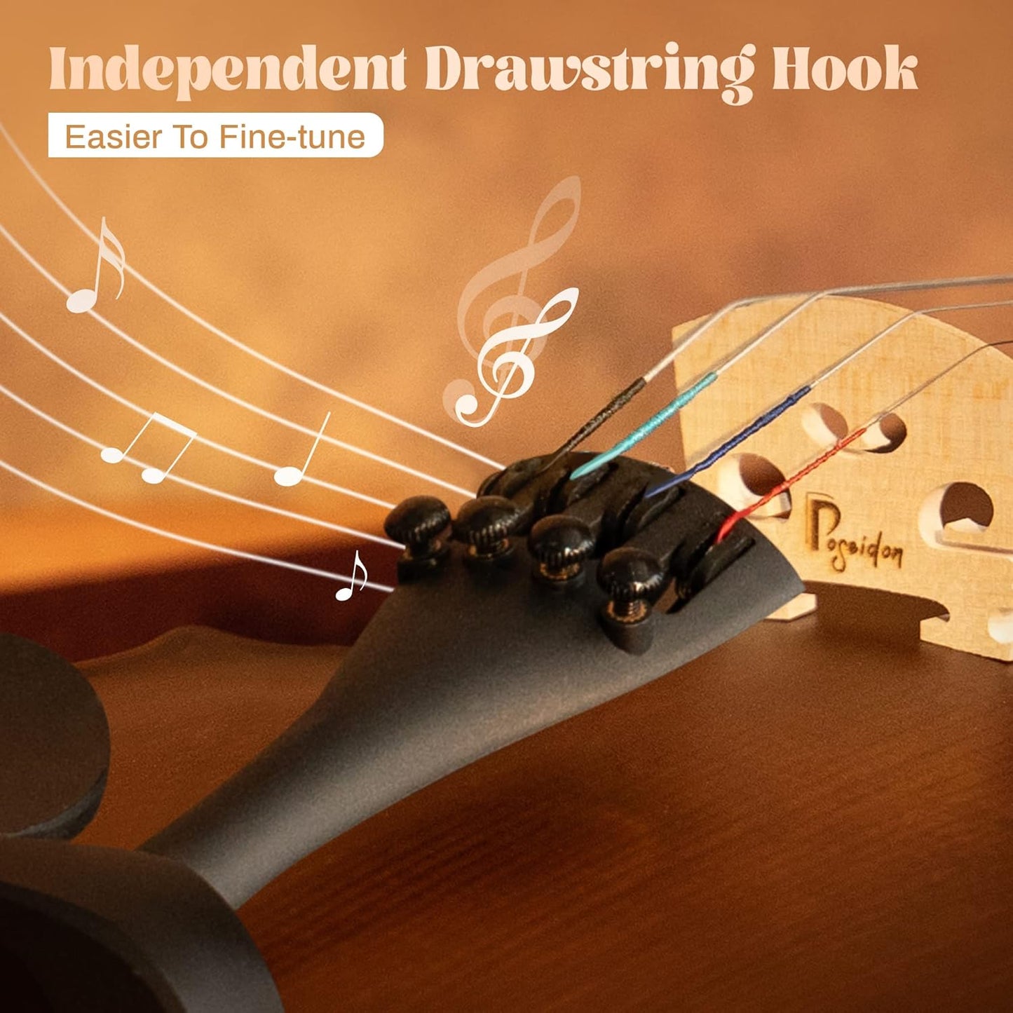 1/4 Size Violin Set for Beginner, Acoustic Violin 1/4 Outfit with Starter Kit for Student (Hard Case, Bow, Rosin, Extra Violin Strings 1/4 Full Set, Shoulder Rest, Clip-on Tuners) - Matte Brown