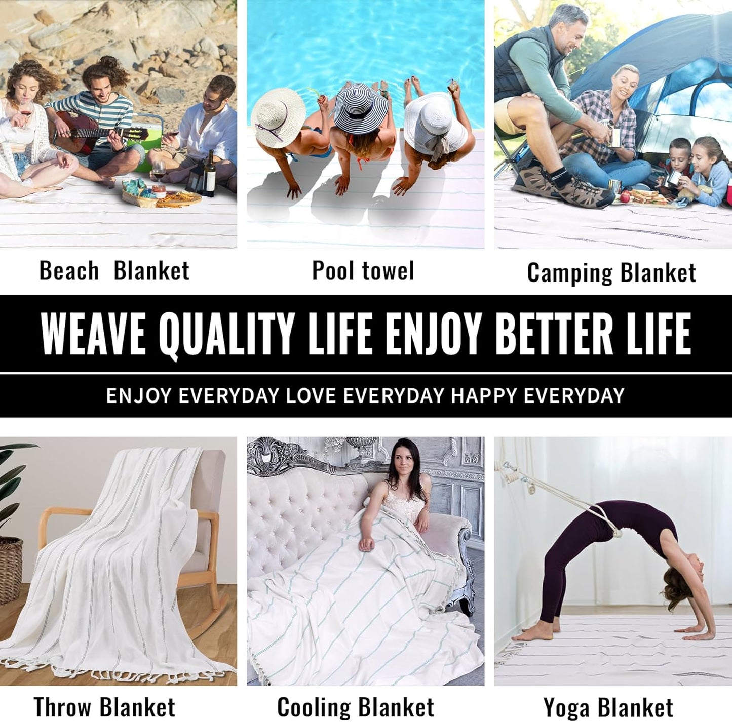 Giant Cotton Turkish Beach Towel Picnic Outdoor Blanket Women Men Birthday Beach Gift Car Travel Essentials Road Trip Summer Vacation Things Outside Items Roadtrip Camping Gear Rv Must Haves