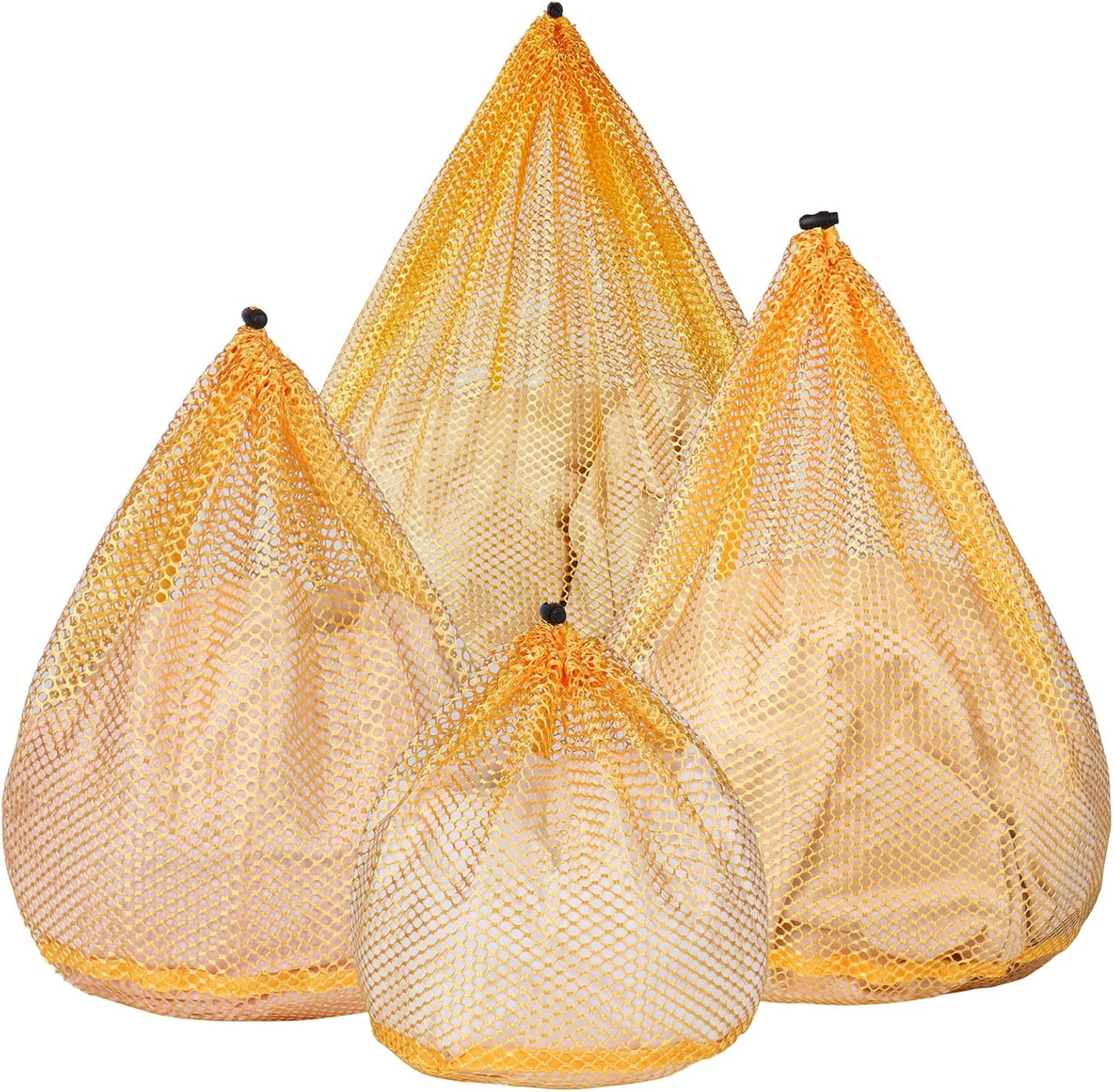 4Pcs Mesh Laundry Bags Washing Machine Mesh Wash Bags for Clothes,Underwear,Lingerie, Bed Linen with Drawstring Closure Sturdy(4 Size, Yellow)