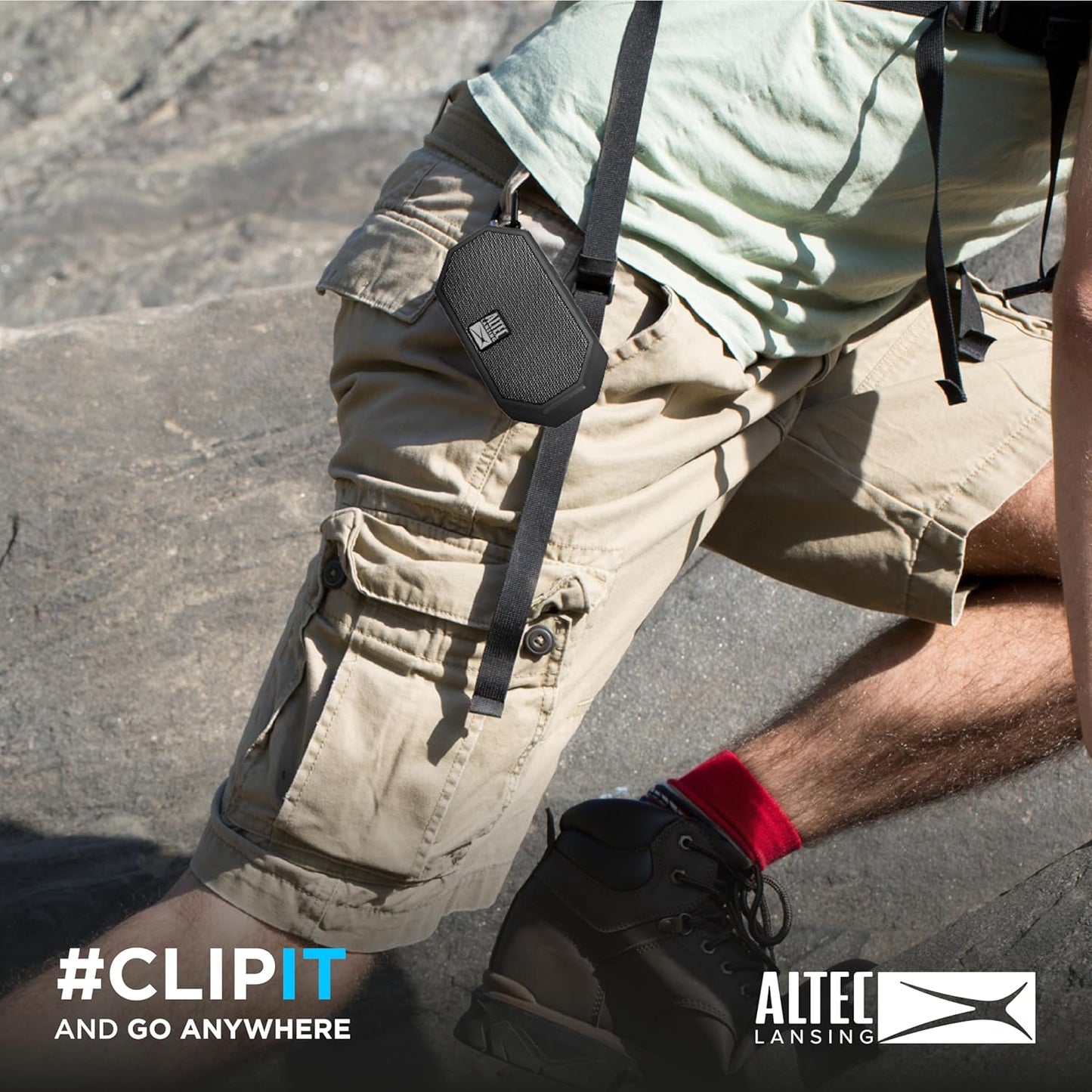 Altec Lansing Mini H2O - Waterproof Bluetooth Speaker, IP67 Certified & Floats in Water, Compact & Portable Speaker for Hiking, Camping, Pool, and Beach,Black