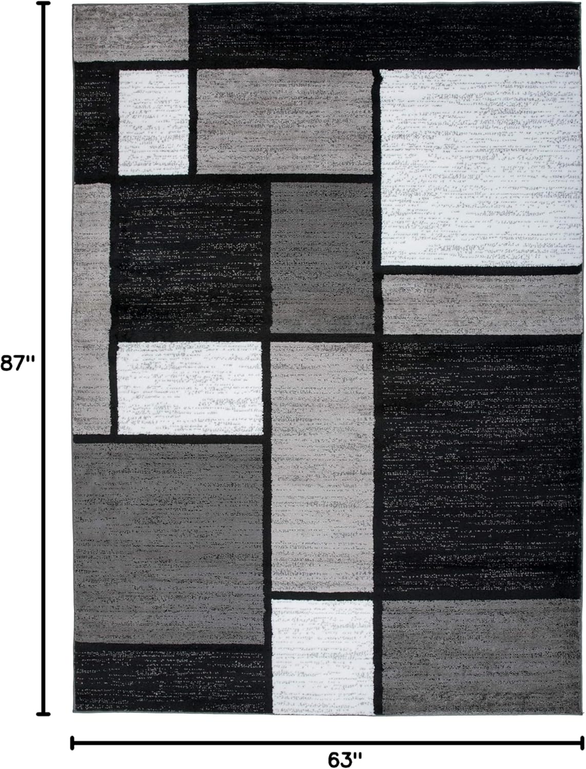 Rugshop Contemporary Modern Boxes Design Area Rug for Home Office,Living Room,Bedroom,Kitchen Non-Shedding Area Rug 5'3" x 7'3" Gray