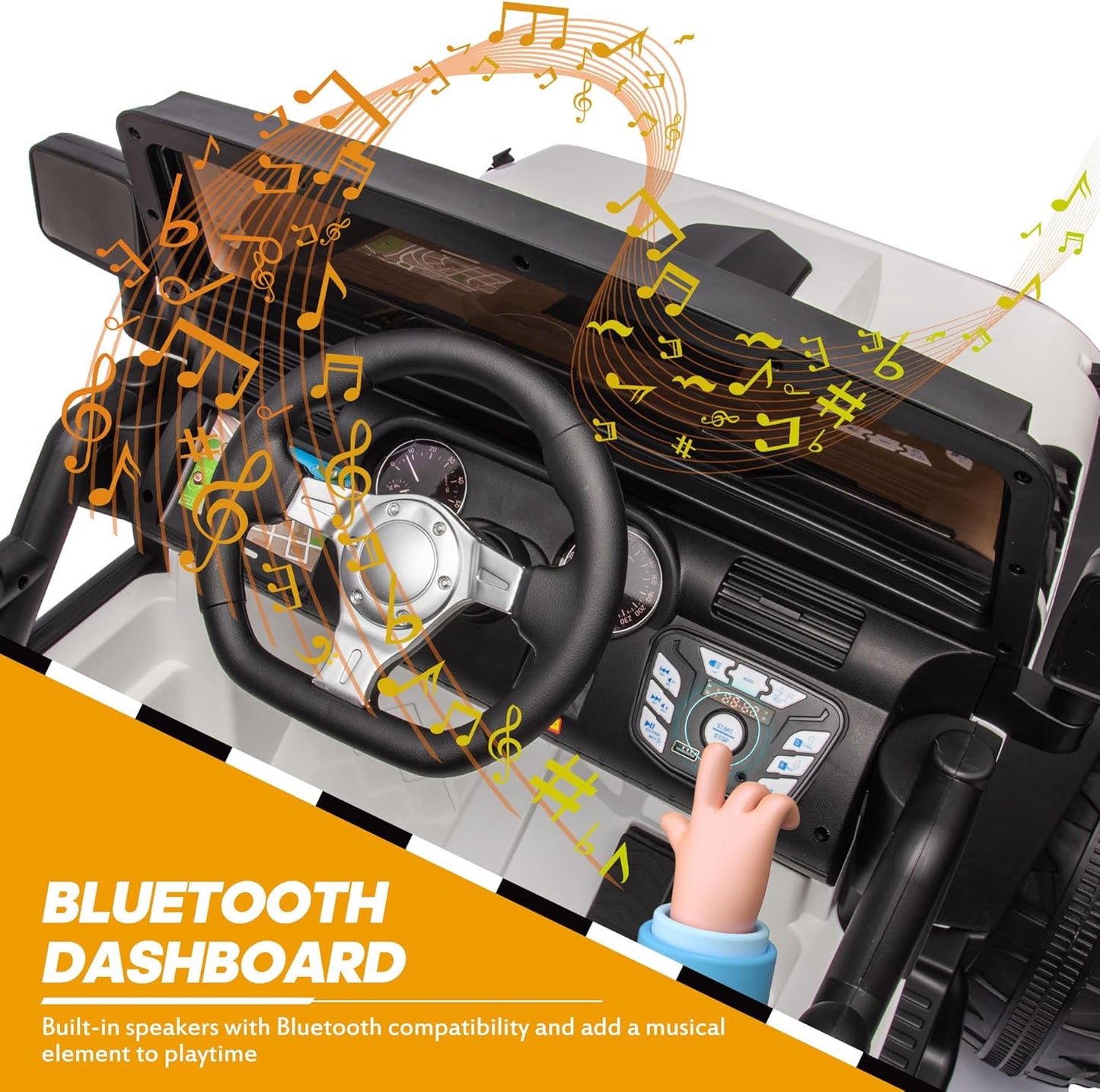 24V 9Ah Ride on Toy for Big Kids, 4WD 2 Seater Ride on Car Truck with Remote Control, 4x200W Motor - White