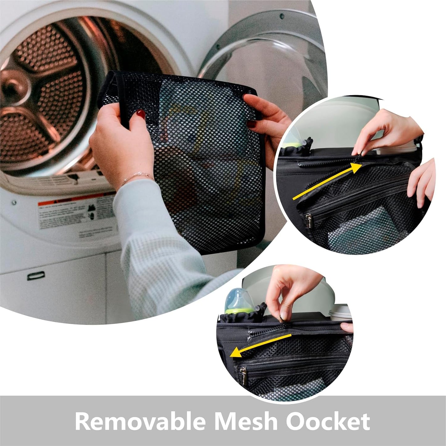 TOPDesign Universal Baby Stroller Organizer, Stroller Caddy with Detachable Mesh Bag & Heightened Insulated Cup Holders & Non-Slip Secure Hooks Accessories, Fits Most Strollers (Music Crocodiles)