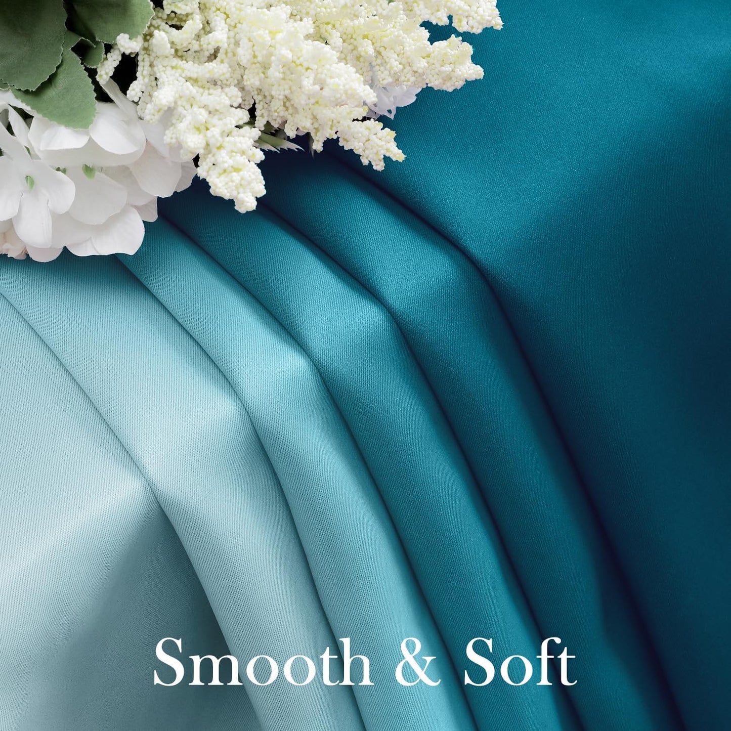 HOMEIDEAS Turquoise Ombre Blackout Curtains 52 X 63 Inch Length Gradient Room Darkening Thermal Insulated Energy Saving Grommet 2 Panels Window Drapes for Living Room, Bedroom