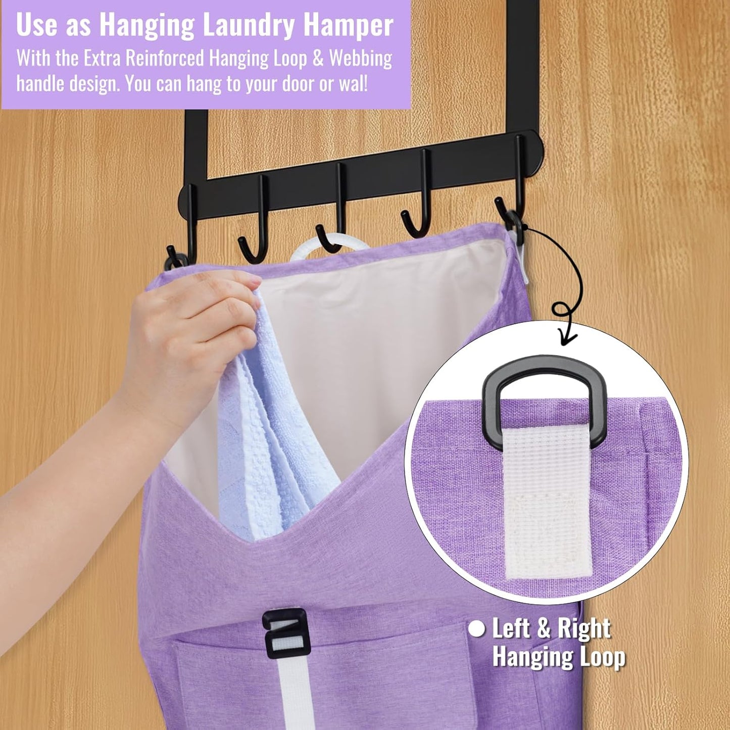 Laundry Bag Backpack, 125L Extra Large Travel with Shoulder Straps, Adjustable & Extendable Design, Laundry Hamper Bag with 3 Pockets for Laundromat, College, Travel, Camping (Purple)