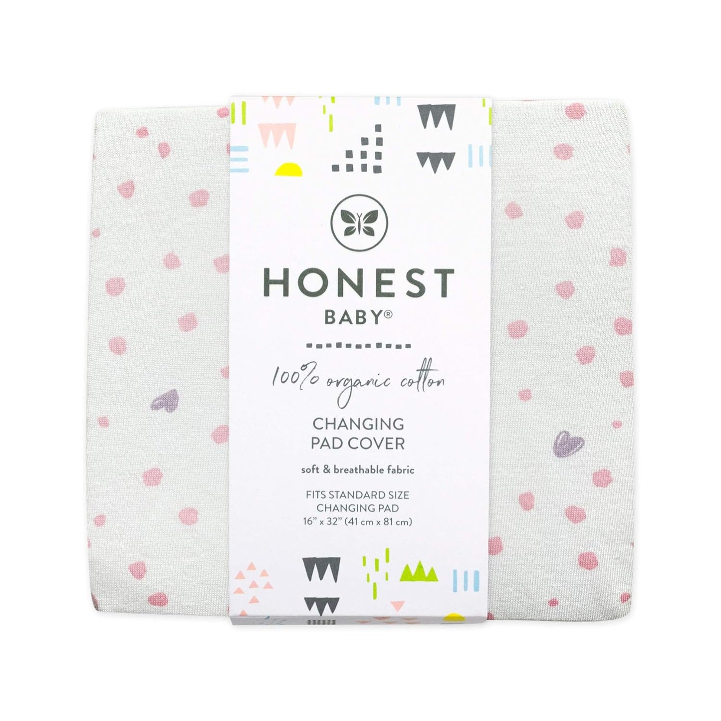 HonestBaby Organic Cotton Changing Pad Cover, Love dot, One Size