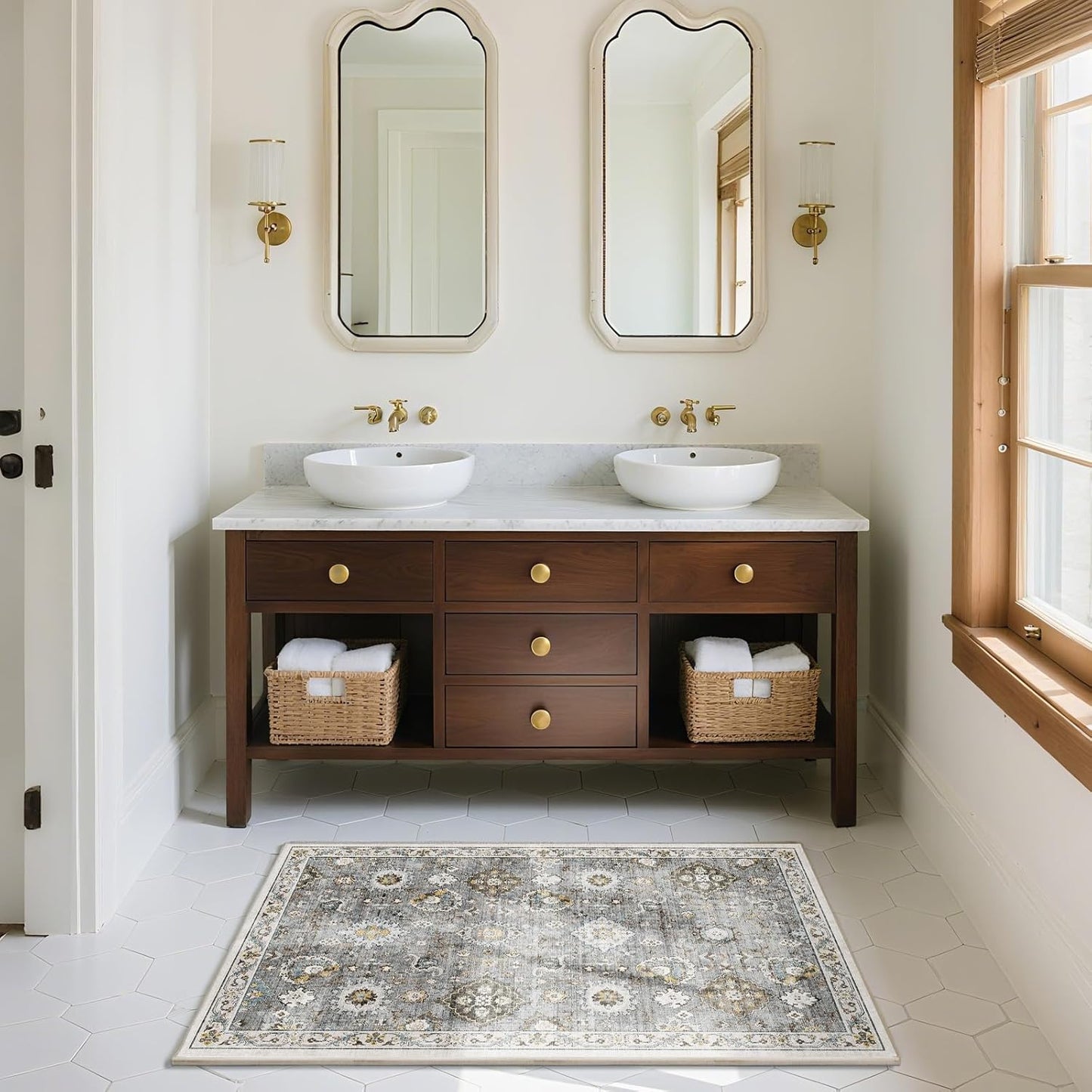 Machine Washable Small Rugs for Entryway: Door Mat Indoor Entrance 2x3 Boho Throw Rug Stain Resistant Non-Slip Low Pile Soft Carpets for Kitchen Front Door Indoor Entrance Entry Bedroom Nursery