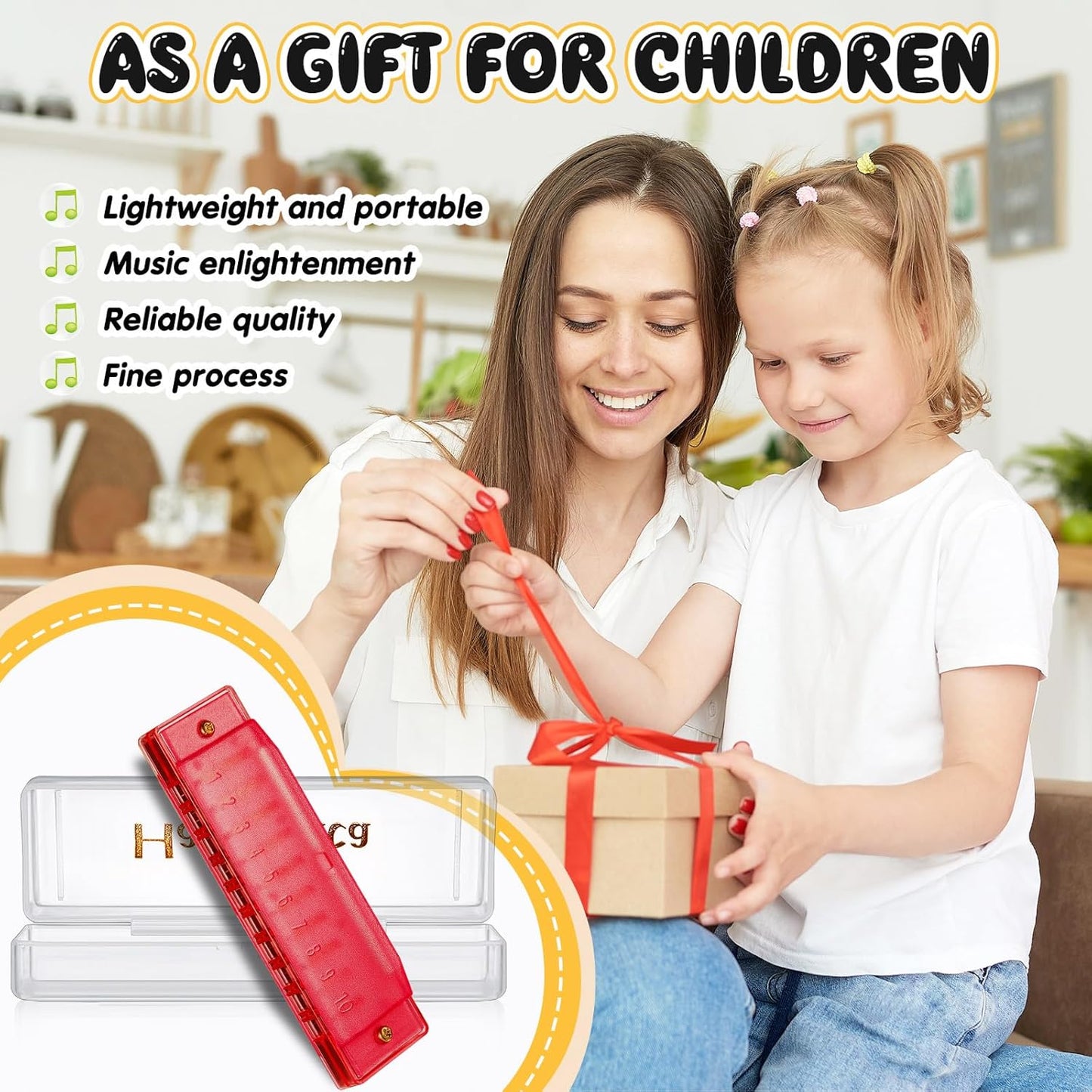 Liliful 10 Pcs 10 Hole Translucent Harmonica with Number Holes Educational Musical Enlightenment Harmonica Instrument for Charity Party Favors Holiday Birthday Christmas Gifts for Beginners, 5 Colors