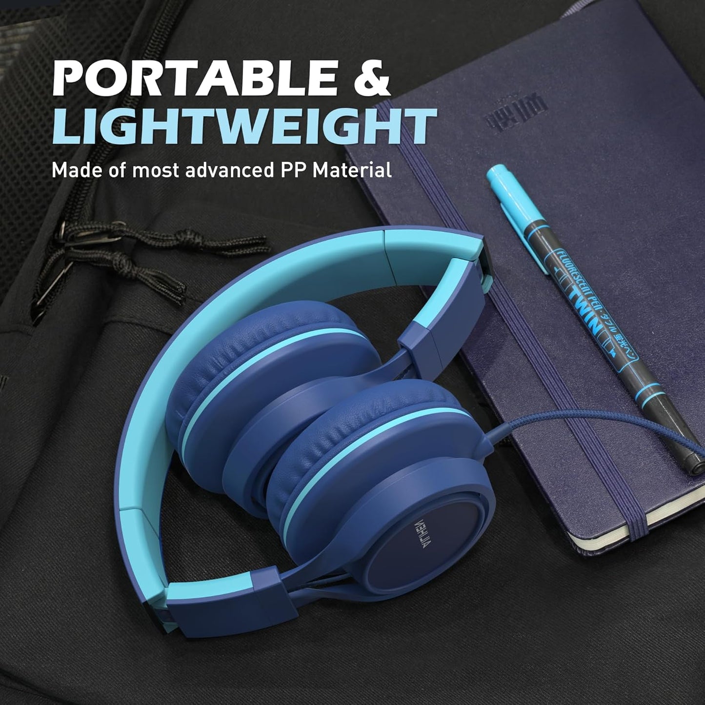 AILIHEN C8 Headphones Wired, On-Ear Headphones with Microphone and Volume Control, Corded 3.5mm Headset for Boys Girl School Smartphones Chromebook Laptop Computer Tablets Airplane Travel (Indigo)