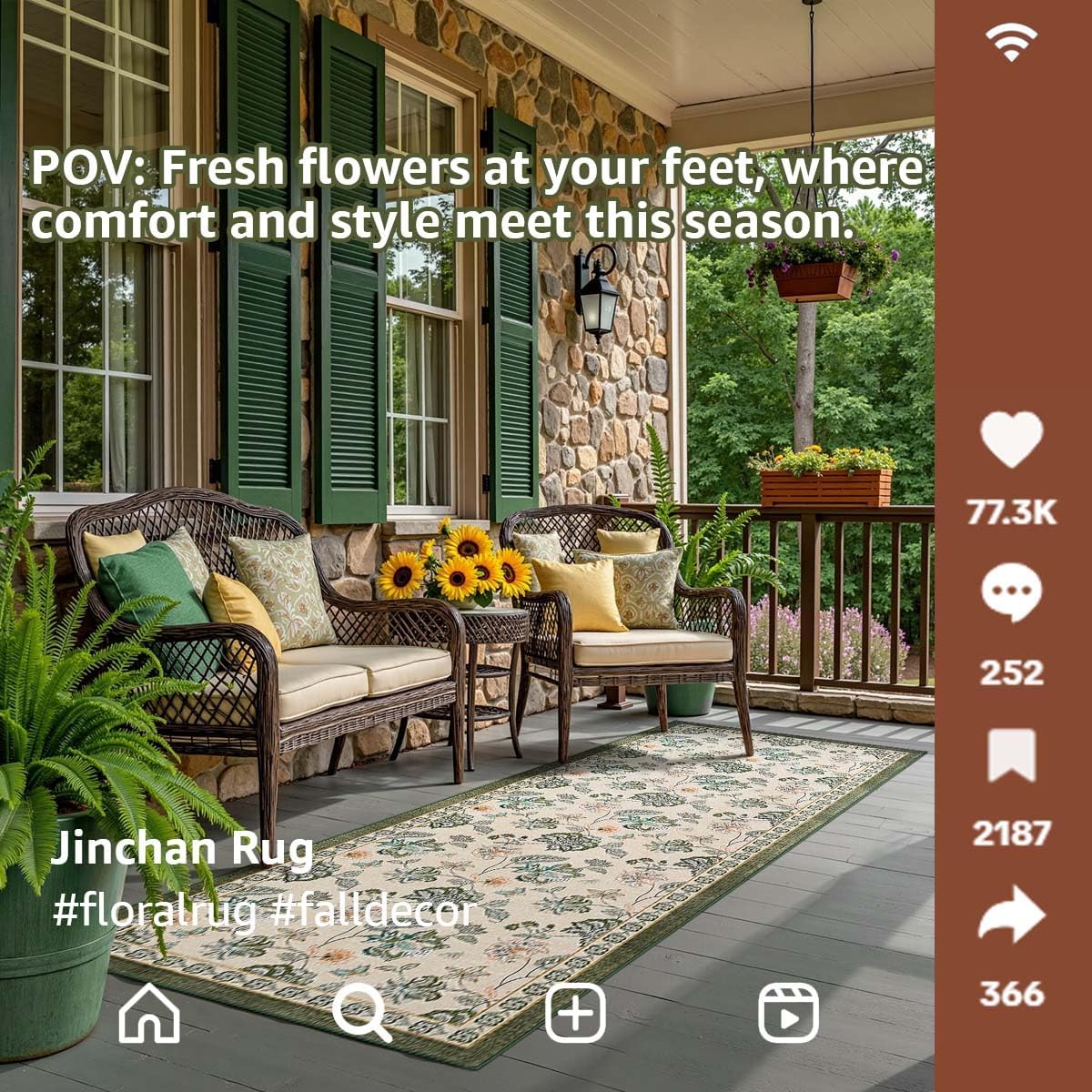 jinchan 2x5 Floral Runner Rug for Hallway Washable Kitchen Runner Vintage Romance Design Non Slip Thin Indoor Floor Cover Low-Profile Throw Carpet for Entryway Bathroom Bedroom Porch, Green/Beige