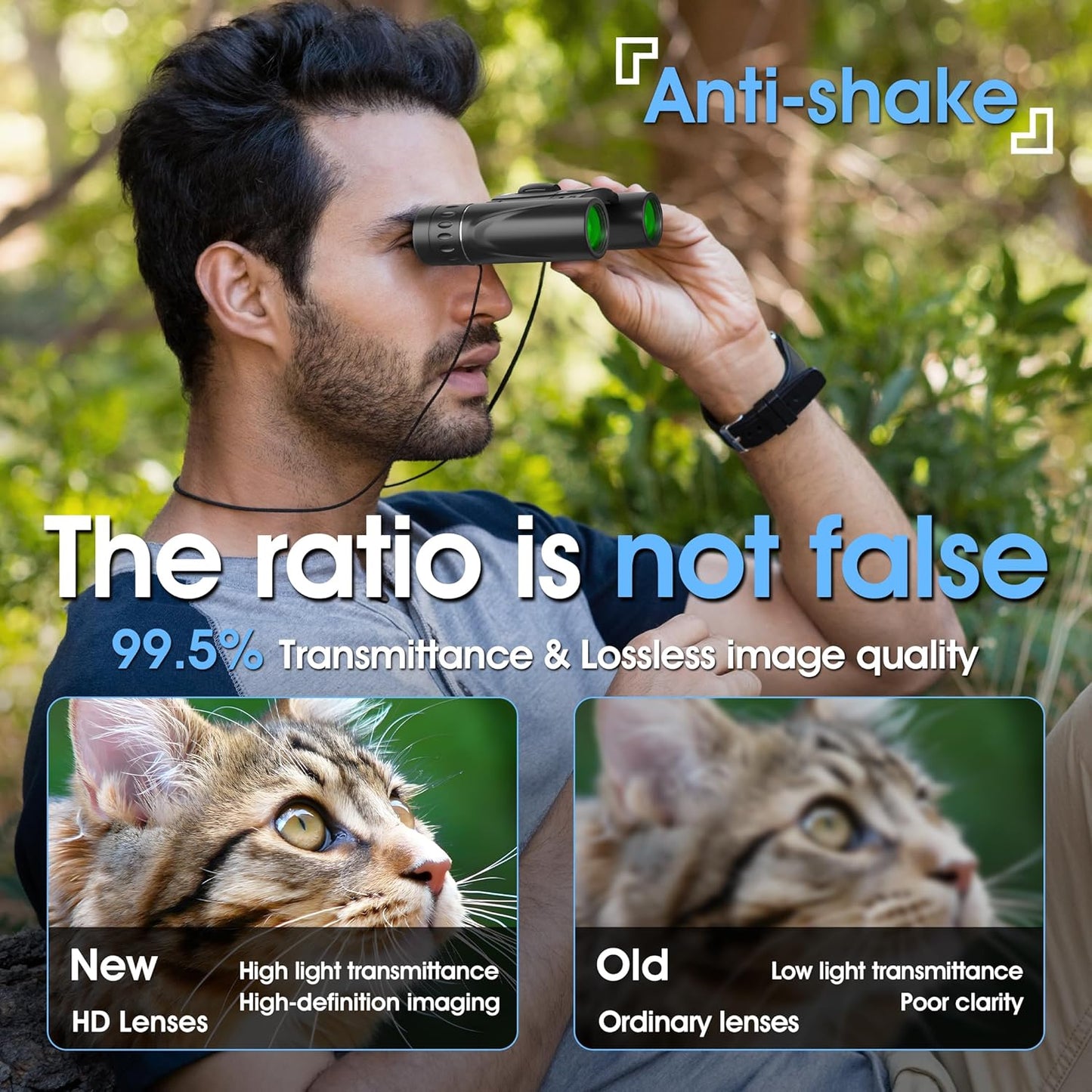 Compact HD Binoculars for Adults and Kids, Children Small High Powered Binoculars with Clear Low Light Night Vision, Mini Pocket Lightweight Waterproof for Hunting Bird Watching Travel Concert