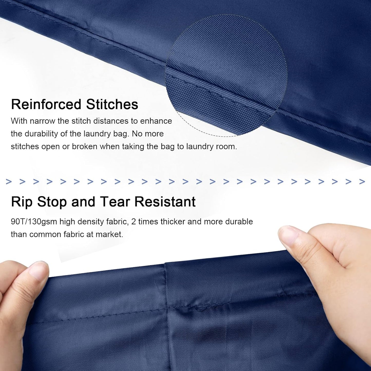 Polecasa Small Heavy Duty Laundry Bag with 130gsm Tear Resistant Fabric and Handles, Easy to Carry Durable Dirty Clothes Drawstring Bag, Perfect for College Dorm, Travel, 21”x24”,Navy