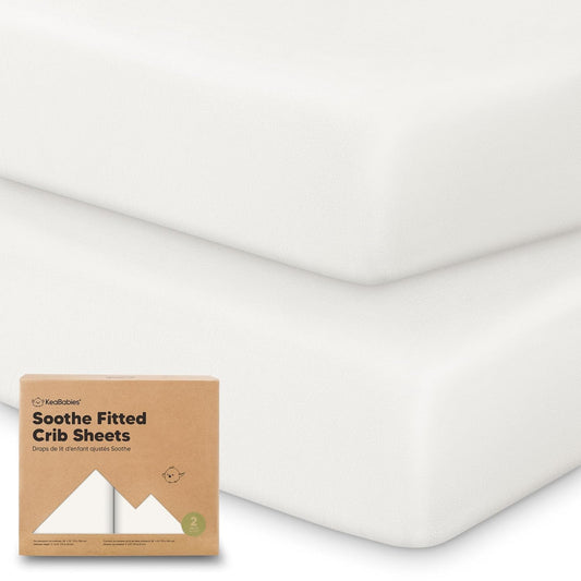 KeaBabies 2-Pack Organic Crib Sheets for Boys, Girls - 52x28 Fitted Crib Mattress Sheet Neutral, Breathable Jersey Cotton Cover for Baby Bed, Toddler Mattress, Soft & Cute Prints (Soft White)