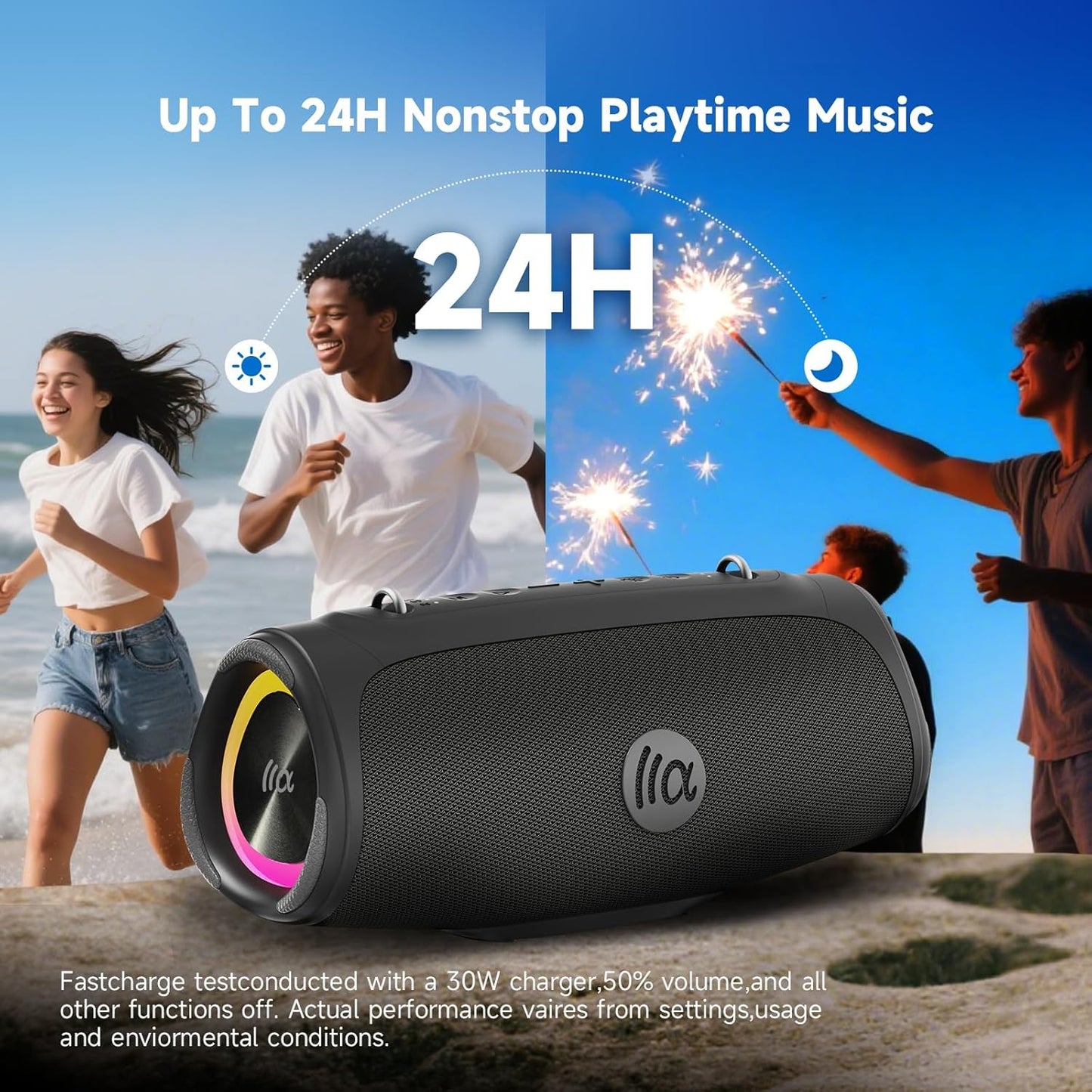 Portable Loud Bluetooth Speaker, 60W Large Subwoofer Wireless Bluetooth 5.3 with Powerbank USB Charge Out,Waterproof IPX7,Rugged Outdoor Boombox for Party,Beach,Golf Life,Pool, Shower,Bike Use