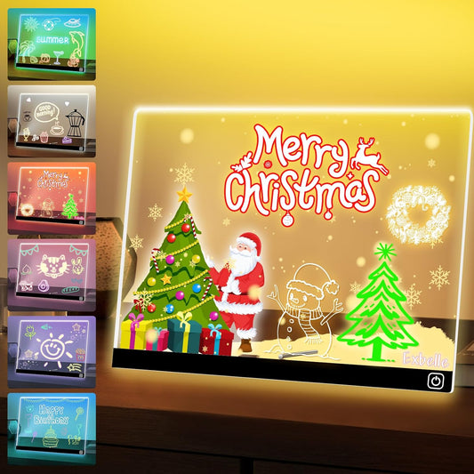 16“ LED Drawing Message Note Board 7 Colors Light Acrylic Dry Erase Lumiboard with Colors 2 Modes as Night Light for Kids Room/Store/Office Ideal Gift for Festival Decoration 7 Markers