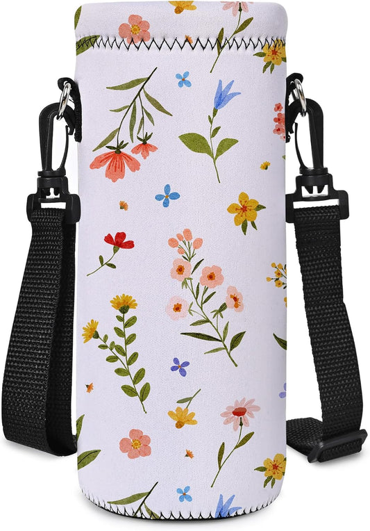 AUPET Water Bottle Sling Bag Carrier Crossbody Sleeve,Insulated Neoprene Bottle Case Holder Pouch Cover 500ML/17oz with Shoulder Strap for Walking Women Men