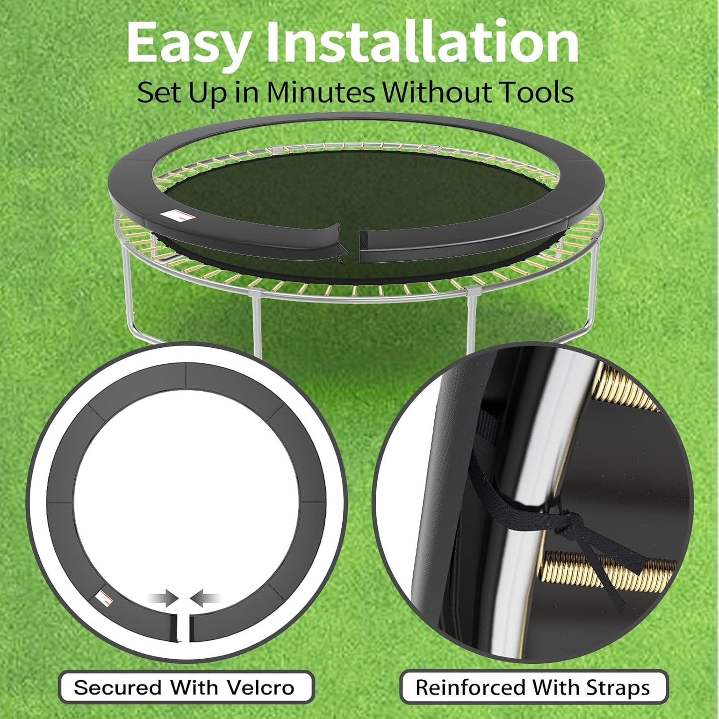 16FT/15FT/14FT/12FT/10FT Trampoline Safety Pad Replacement, Round Trampoline Spring Protection Cover, Fits 16FT/15FT/14FT/12FT/10FT Frames, Water-Resistant Trampoline Accessories