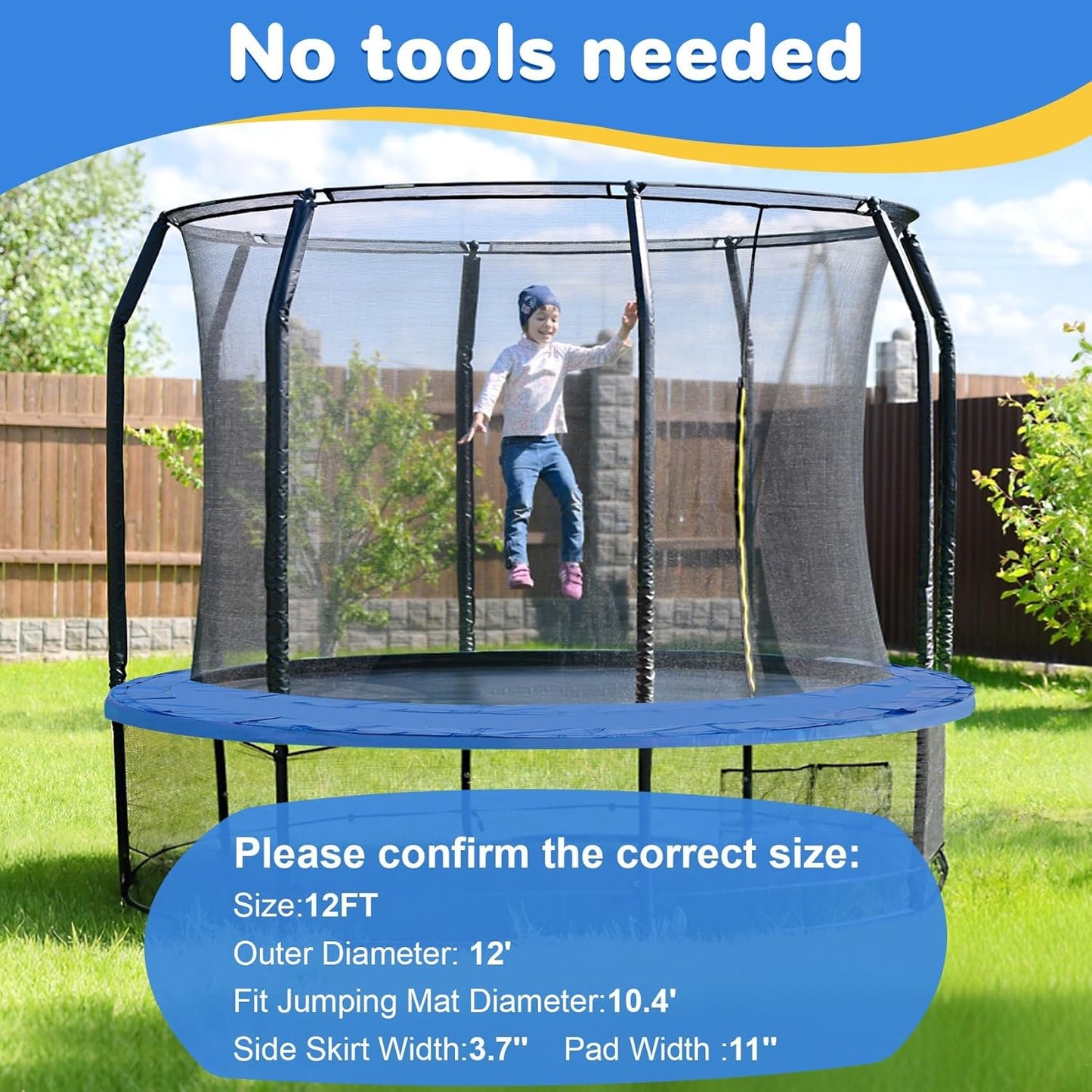 Trampoline Safety Pad 12FT 14FT Replacement Pad Safety Spring Cover, Waterproof Accessory, Round, Blue (Mat Only)