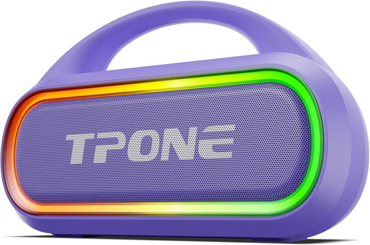 TPone Portable Bluetooth Speaker, 30W (Peak) Wireless Speaker for Outdoor, Up to 12H Playtime, IPX5 Waterproof with Light, TWS Pairing, for Home/Party/Outdoor/Beach, Birthday Gift (Chilled Lilac)