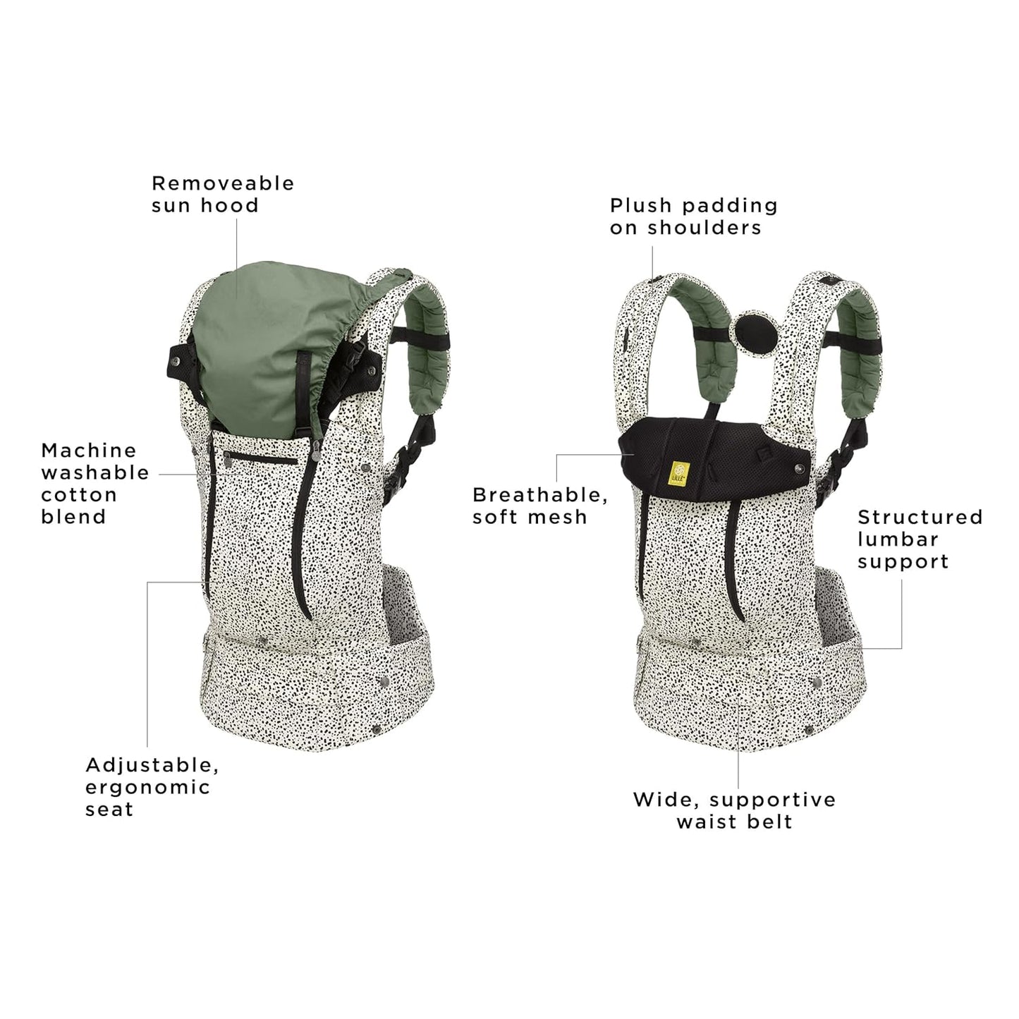 LÍLLÉbaby Complete All Seasons Ergonomic 6-in-1 Baby Carrier Newborn to Toddler - with Lumbar Support - for Children 7-45 Pounds - 360 Degree Baby Wearing - Inward & Outward Facing - Salt and Pepper