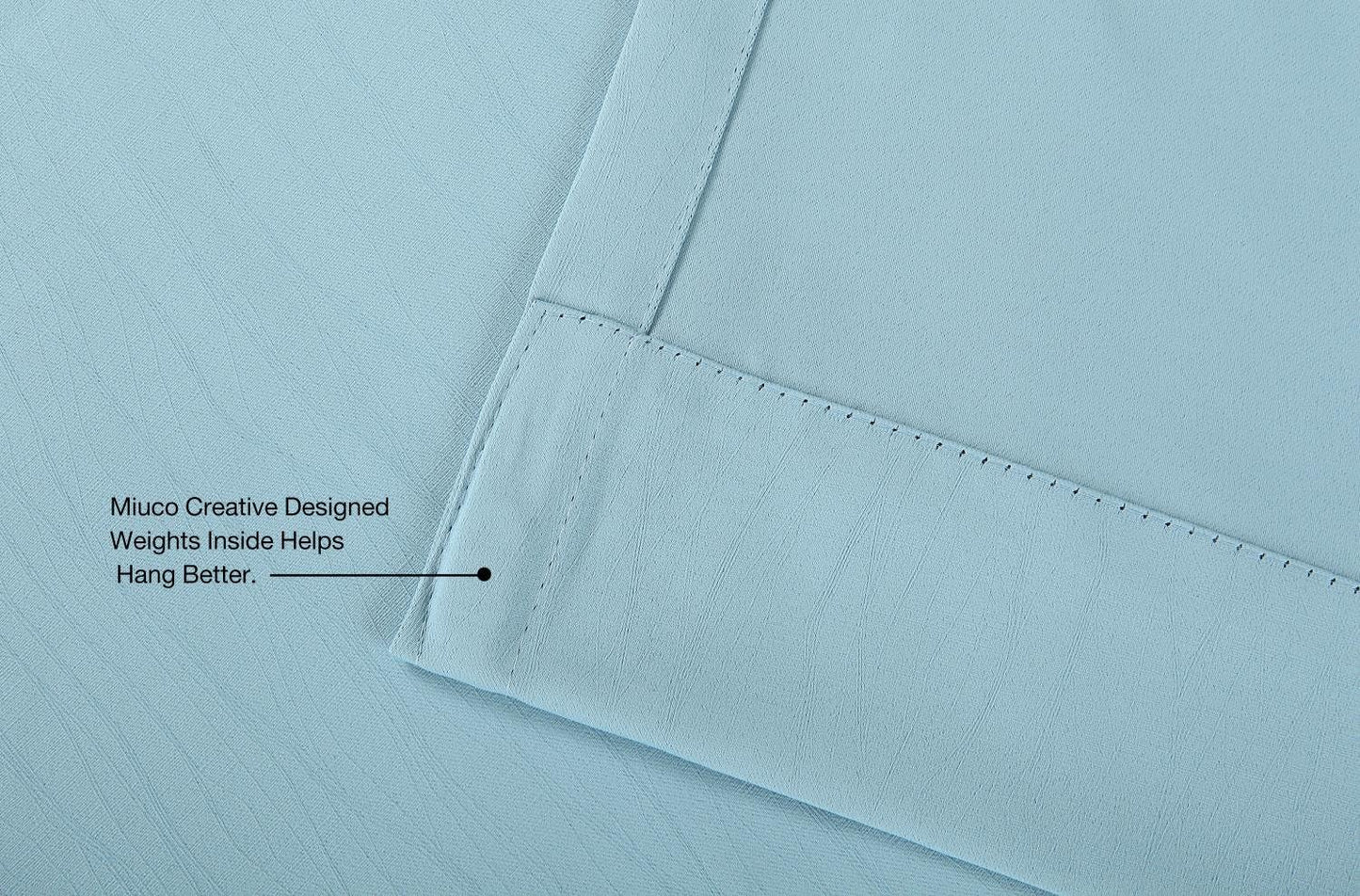 MIUCO Blackout Curtains Room Darkening Curtains Textured Grommet Panels for Living Room 2 Panels 52x84 Inch Long Sky Blue