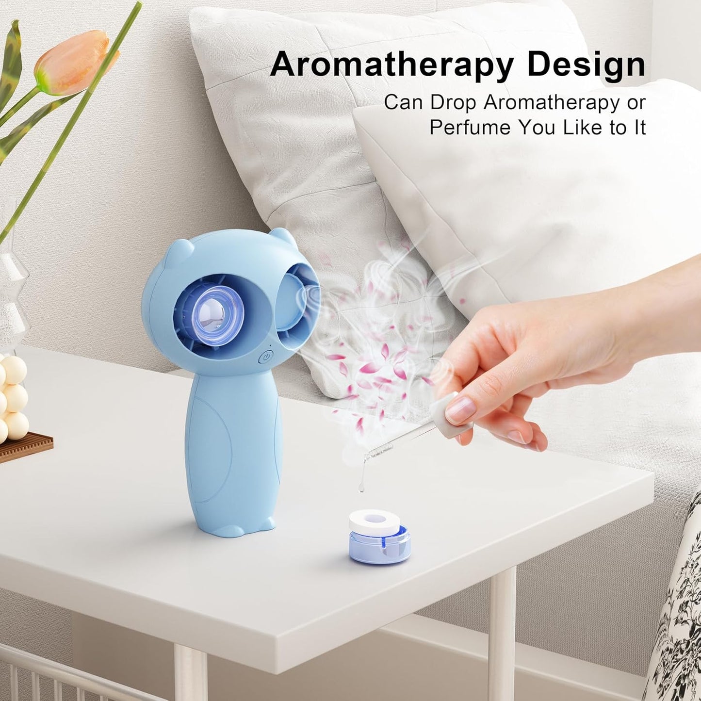 Stroller Fan Clips on for Baby,6000mAH Portable Stroller Fan Battery Operated, Rechargeable Fan Portable Handheld Cute Owl Cooling Aromatherapy Fan for Stroller Bed Desk Camping Travel