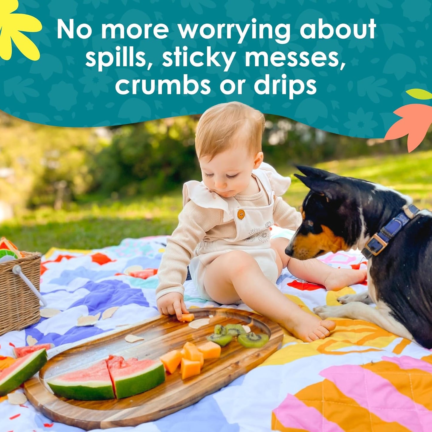 Jumbo Picnic Rug, Large Picnic Mat, 6'7" x 6'7", Outdoor Waterproof Picnic Blanket Beach Mat, Foldable & Waterproof, Picnic Blankets Ideal for Beach & Park, Outdoor Blanket, Pop Pip Pow