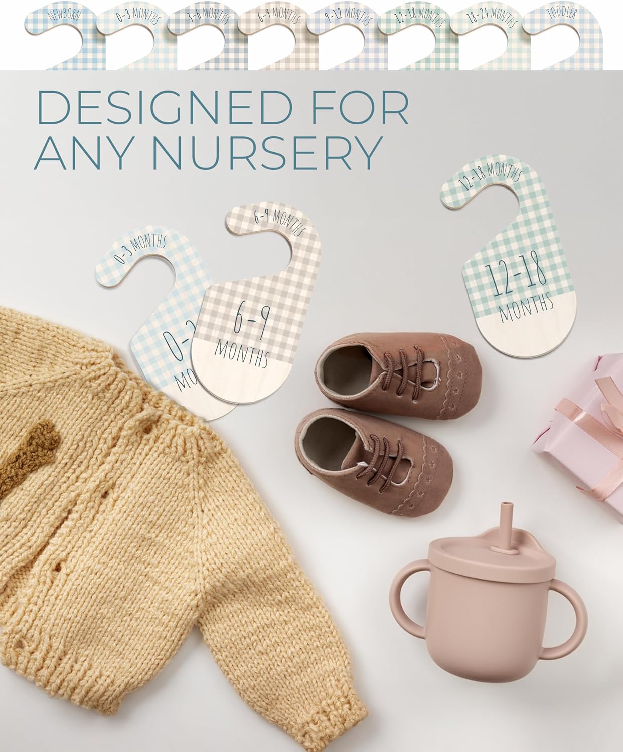 Baby Closet Dividers - Blue Baby Clothes Organizer for Nursery Decor, Storage & Organization - 8 Size Closet Dividers for Hanging Clothes, Gender Neutral Nursery Must Haves & Essentials