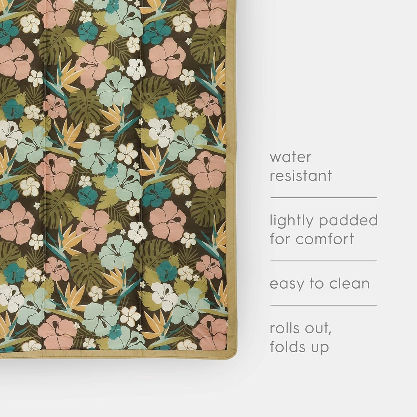 Little Unicorn 5'x7' Outdoor Family Picnic & Beach Blanket | Durable & Water-Resistant Fabric | Compact Fold & Easily Wipes Clean | Zipper Pocket (Hibiscus)