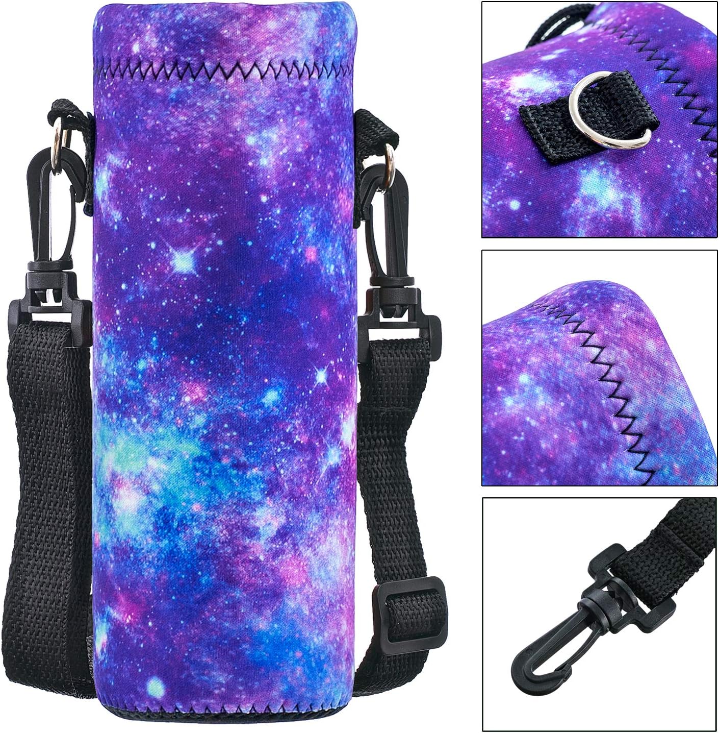 Neoprene Water Bottle Carrier Bag with Adjustable Shoulder Strap for Men Women Walking Hiking,Portable Insulated Holder Case for Stainless Steel/Glass/Plastic Bottles