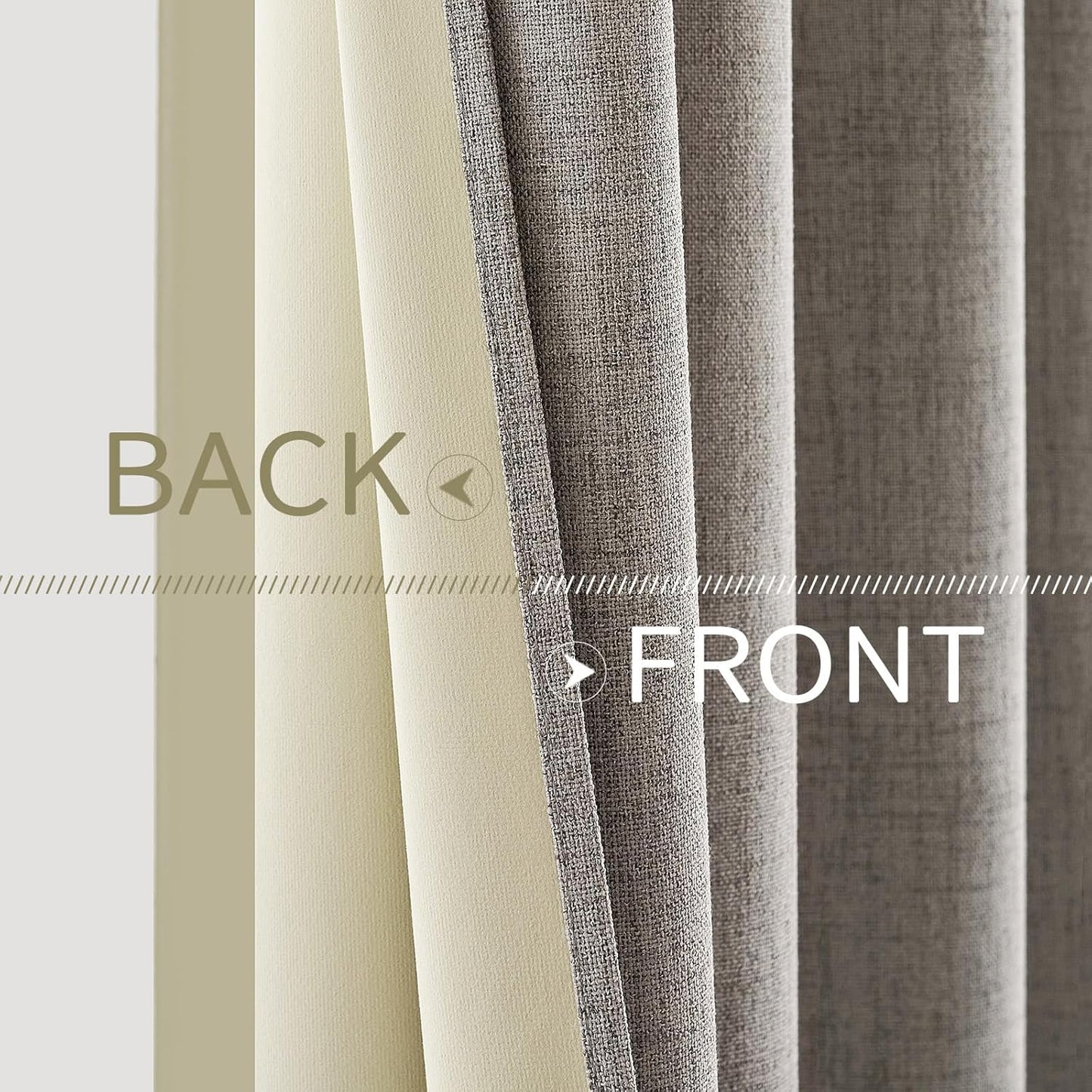 MIULEE 100% Blackout Linen Textured Curtains for Bedroom Solid Thermal Insulated Warm Taupe Grommet Room Darkening Curtains & Drapes Luxury Decor for Living Room Nursery 42 x 84 Inch (2 Panels)