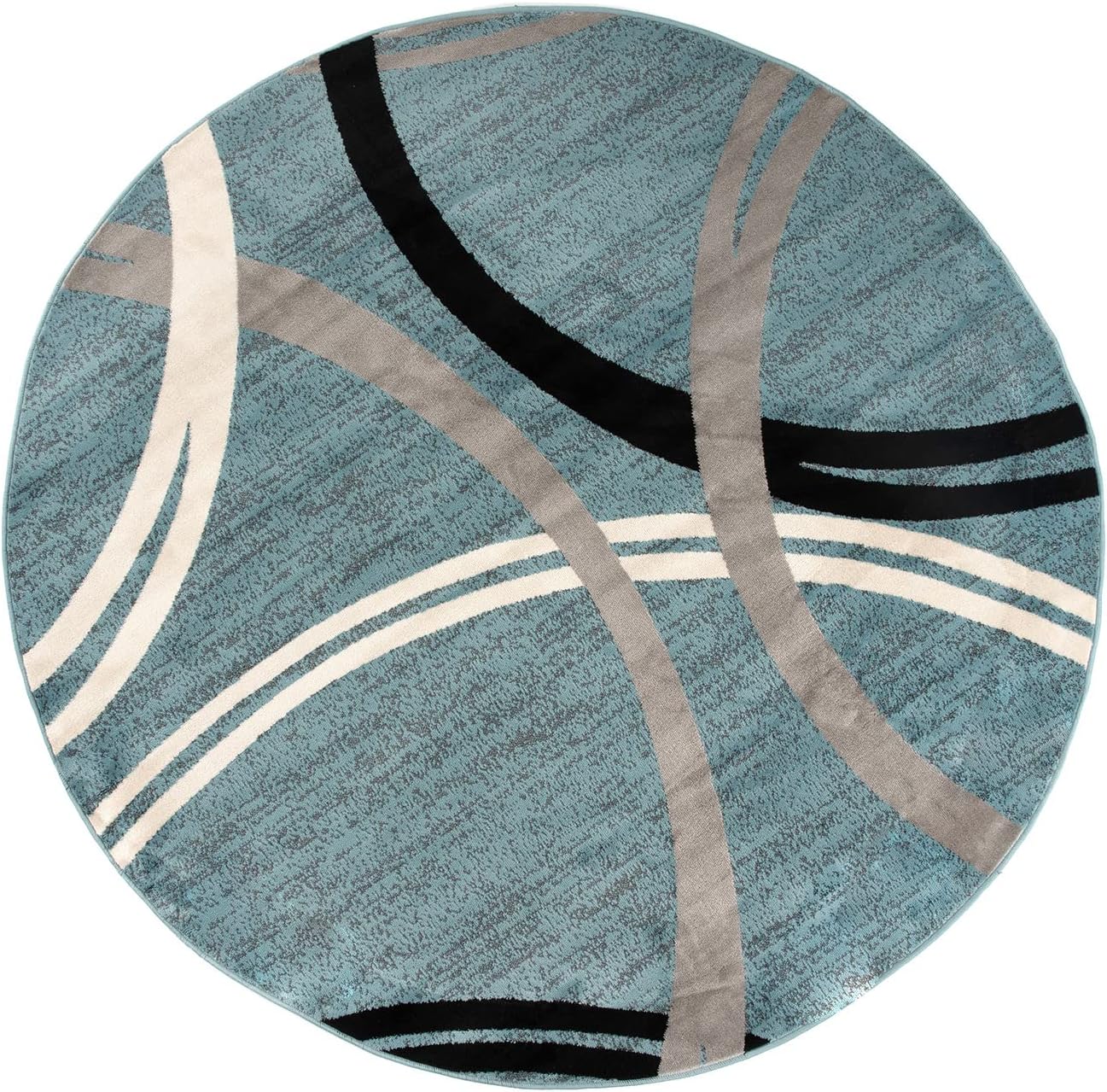 Rugshop Modern Wavy Circles Design 6' 6" (6' 6" Diameter) Blue