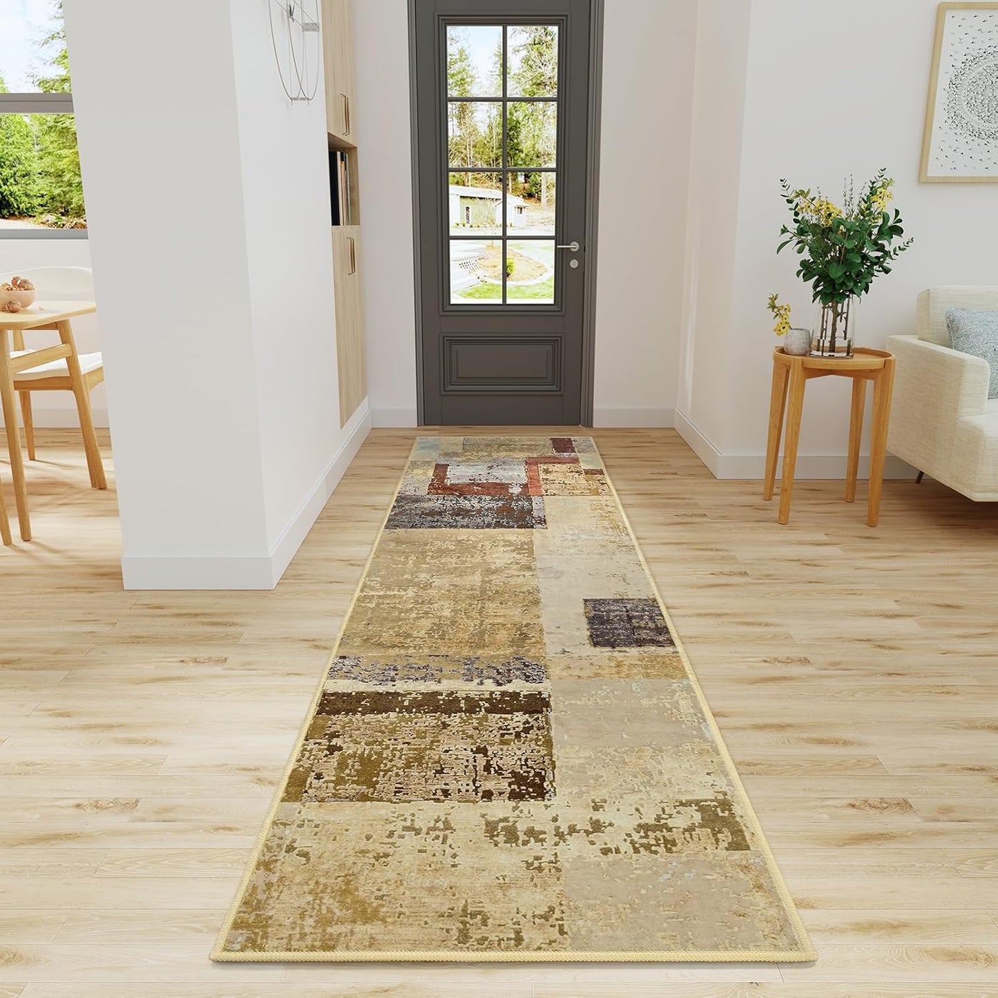 LOCHAS Washable Runner Rugs for Hallway, 2x8 Non Sip Soft Rug for Bedroom Entryway Kitchen Laundry Room, Long Abstract Carpet for Indoor Floor Bedside, Geometric Vintage Home Decor, Pet & kid Friendly