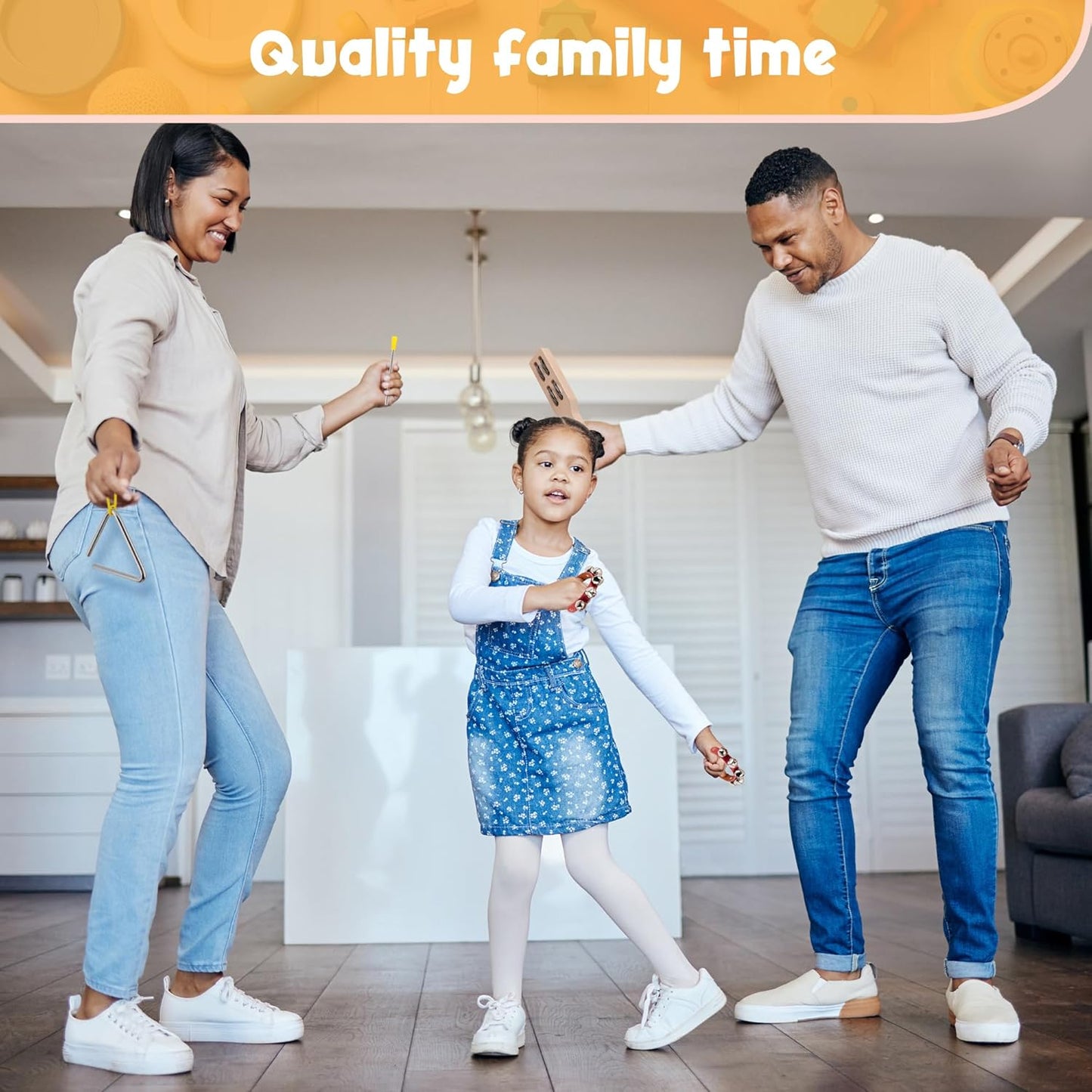 Stoie's Wooden Kids Musical Instruments for 3-9 Years Old, with Drum, Flute, Hand Bells, Cymbals, Castanets, Triangle, for Babies and Toddlers, Durable, Safe, Montessori Educational Toy, Storage Bag