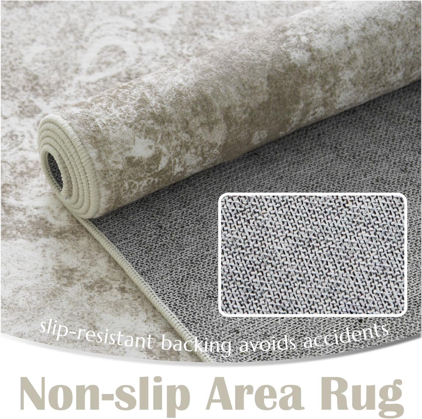 jinchan Vintage Floral Runner Rug 2x6 - Machine Washable Distressed Design Non-Slip Low-Pile Soft Thin Carpet for Hallway Kitchen Farmhouse Bedroom Entryway Laundry Room (2x6ft,Brown)