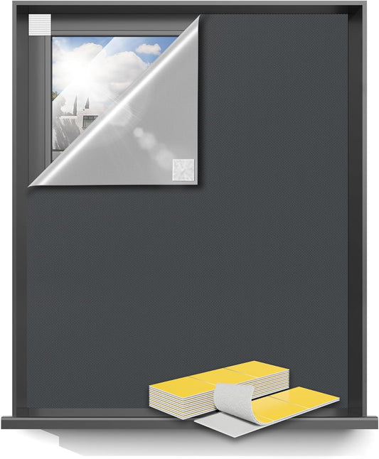 Sumobaby Blackout Curtains 50"x57" Portable No Drill Blinds for Windows with Heat-Resistant Magic Tapes,100% Black Out Window Cover,Window Shades Easy to Cut Fit for Bedroom,Dorm Room,Nursery(Gray)