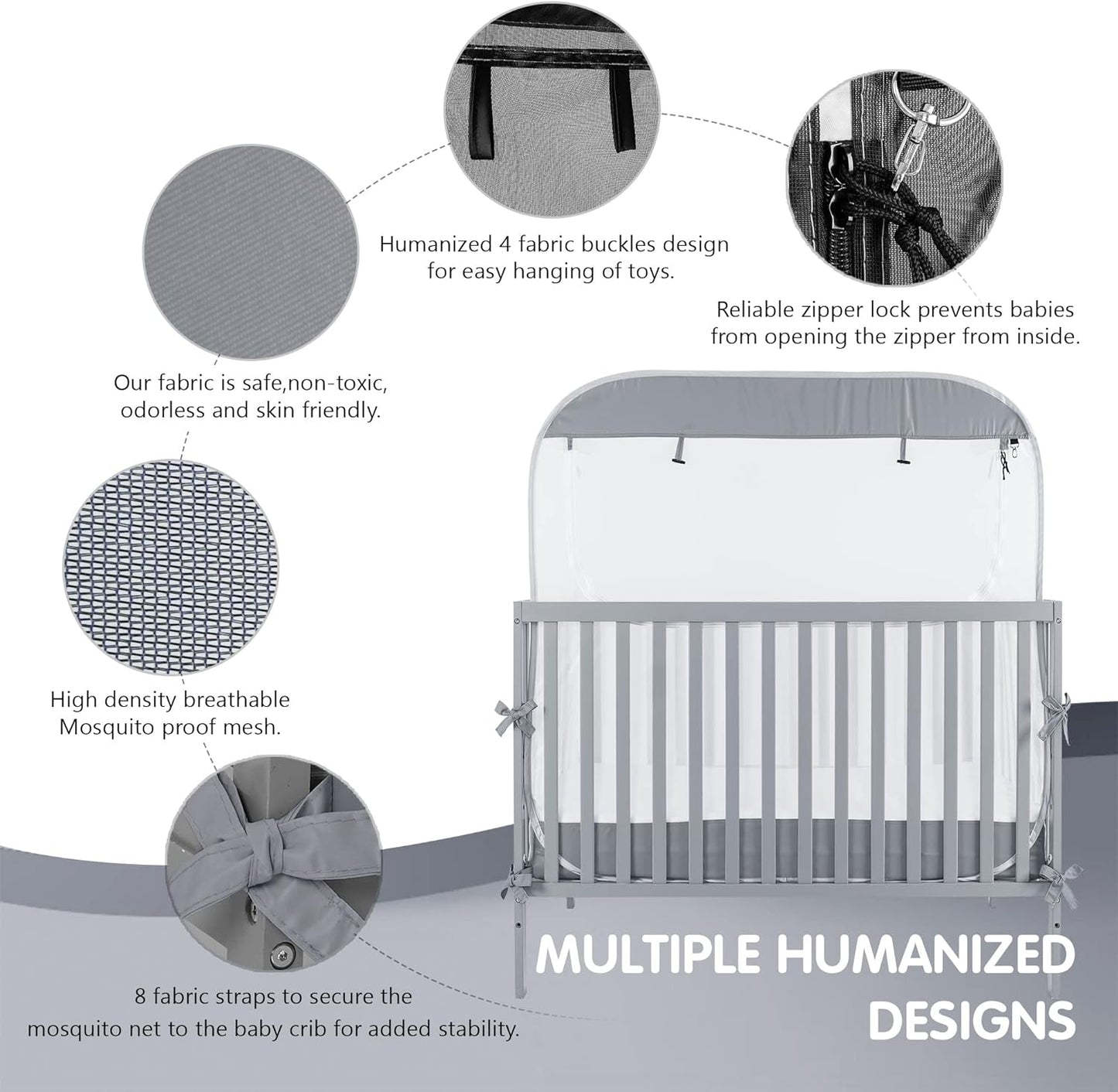 Porayhut Portable Baby Crib Net Safety Mesh Tent,Pop up Infant Mosquito Net, See Through Canopy Netting Cover for Baby&Toddler to Keep Baby from Climbing Out.