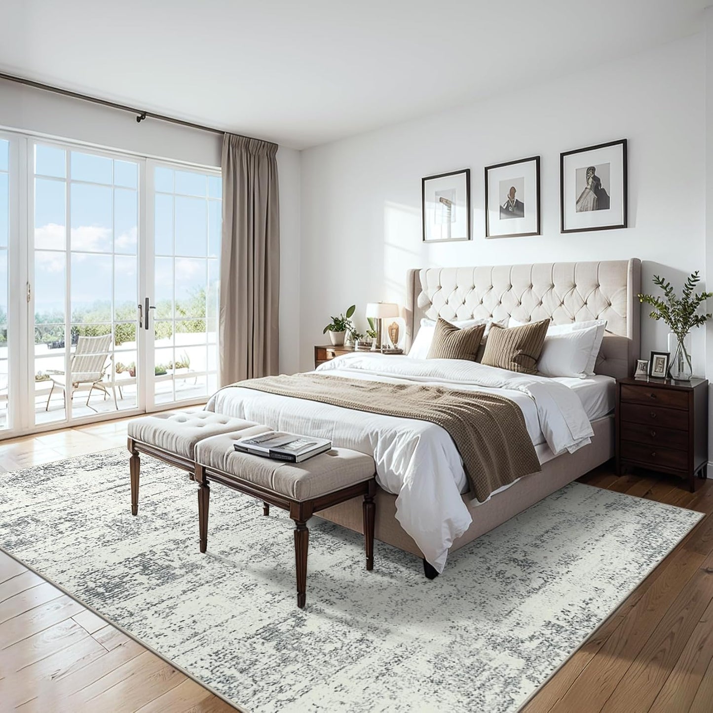 Area Rugs 9x12 Living Room - Washable Rug Modern Abstract Soft Large Neutral Non-Slip Carpet Indoor Floor Stain Resistant Thin Carpets for Bedroom Dining Room Farmhouse Nursery Home Office Grey