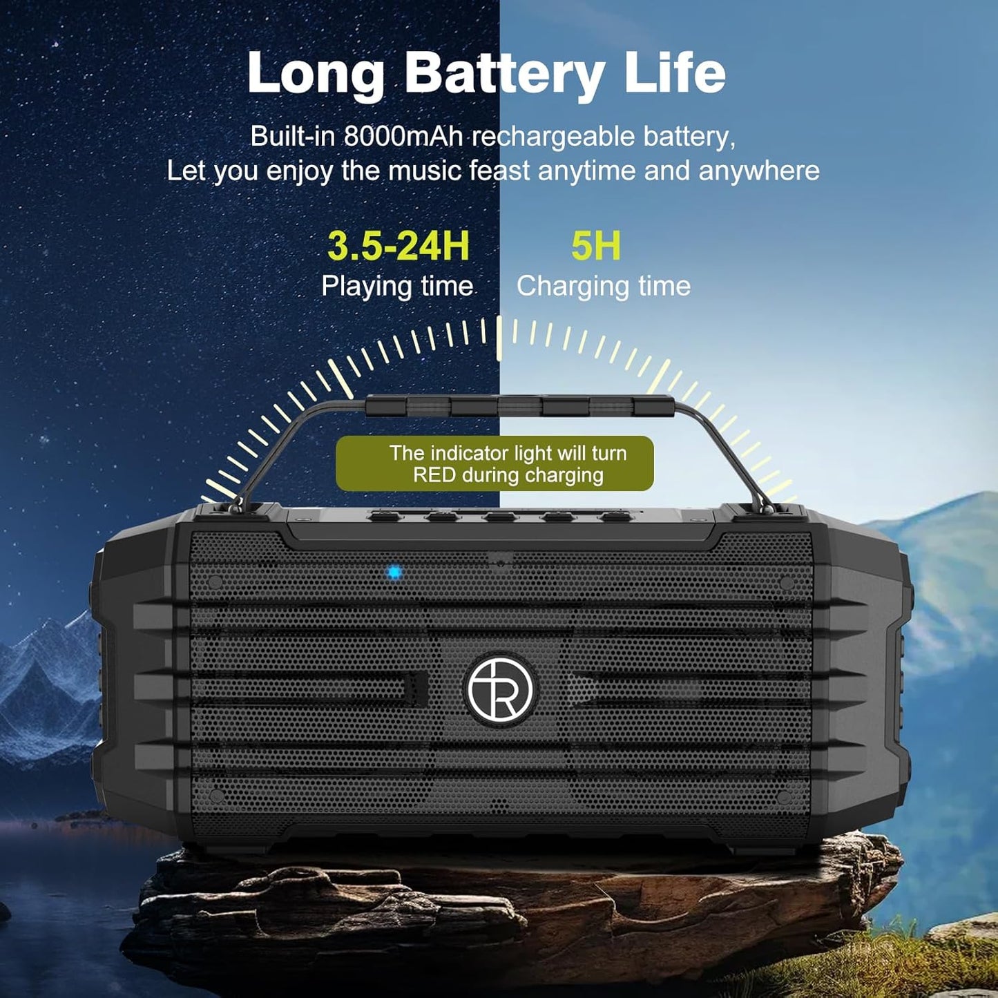 Bluetooth Speaker 120W Peak 80W Portable Wireless Hi-Fi Loud Outdoor IPX6 Waterproof Big Party Speakers with Deep Bass, TWS Pairing, DSP Sound Boombox for Home Camping Beach