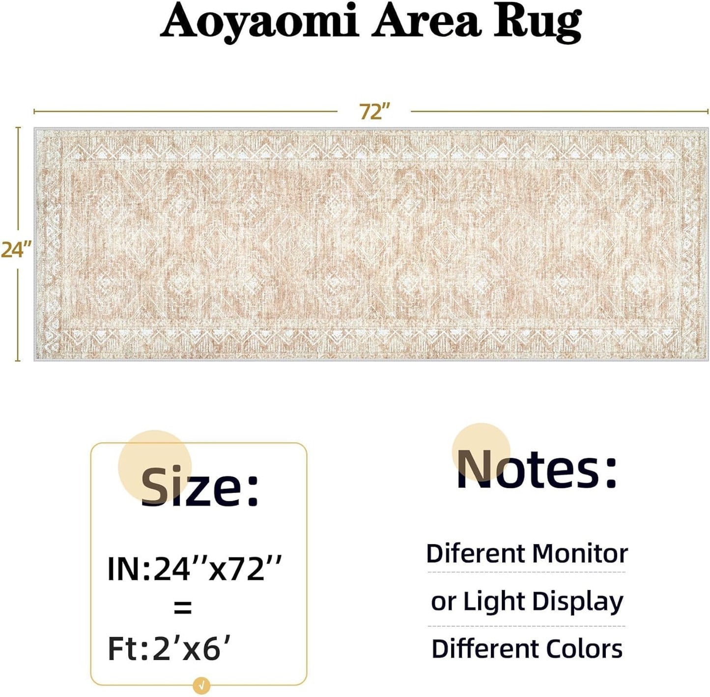 Moroccan Runner Rug 2x6 - Washable Boho Geometric Rugs Non-Slip Entryway Rug, Soft Neutral Farmhouse Runners for Hallway Bedroom Bathroom Laundry Staircase Foyer (2 x 6, Beige)